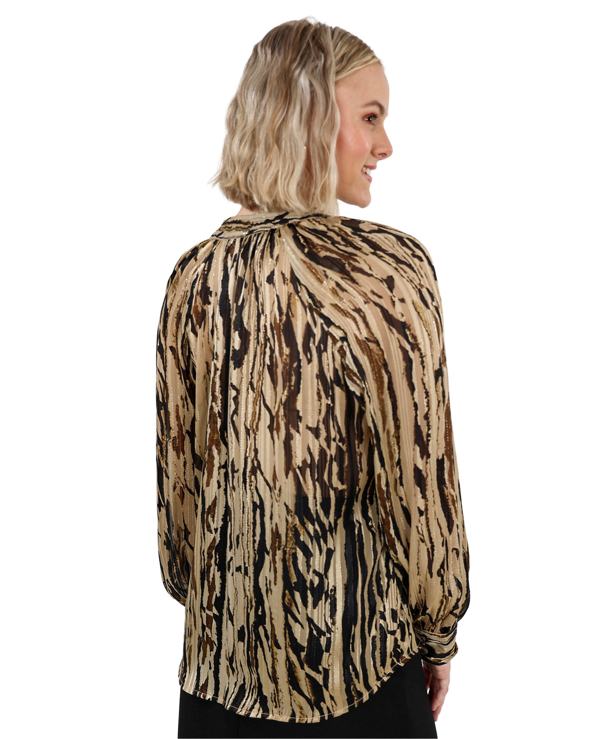 Long Sleeve Lurex Naturals Blouse