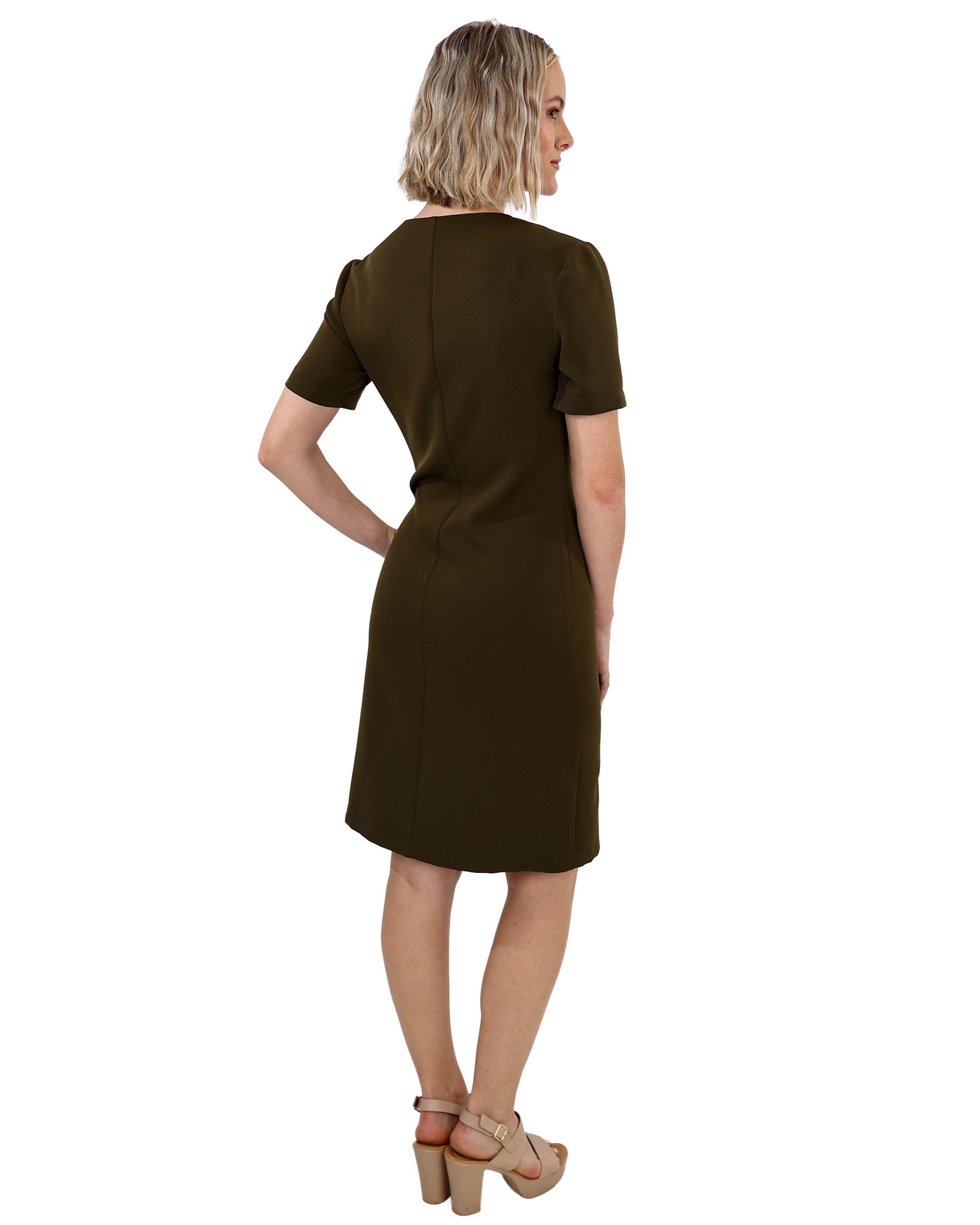 Short Sleeve Collared Button Through Dress