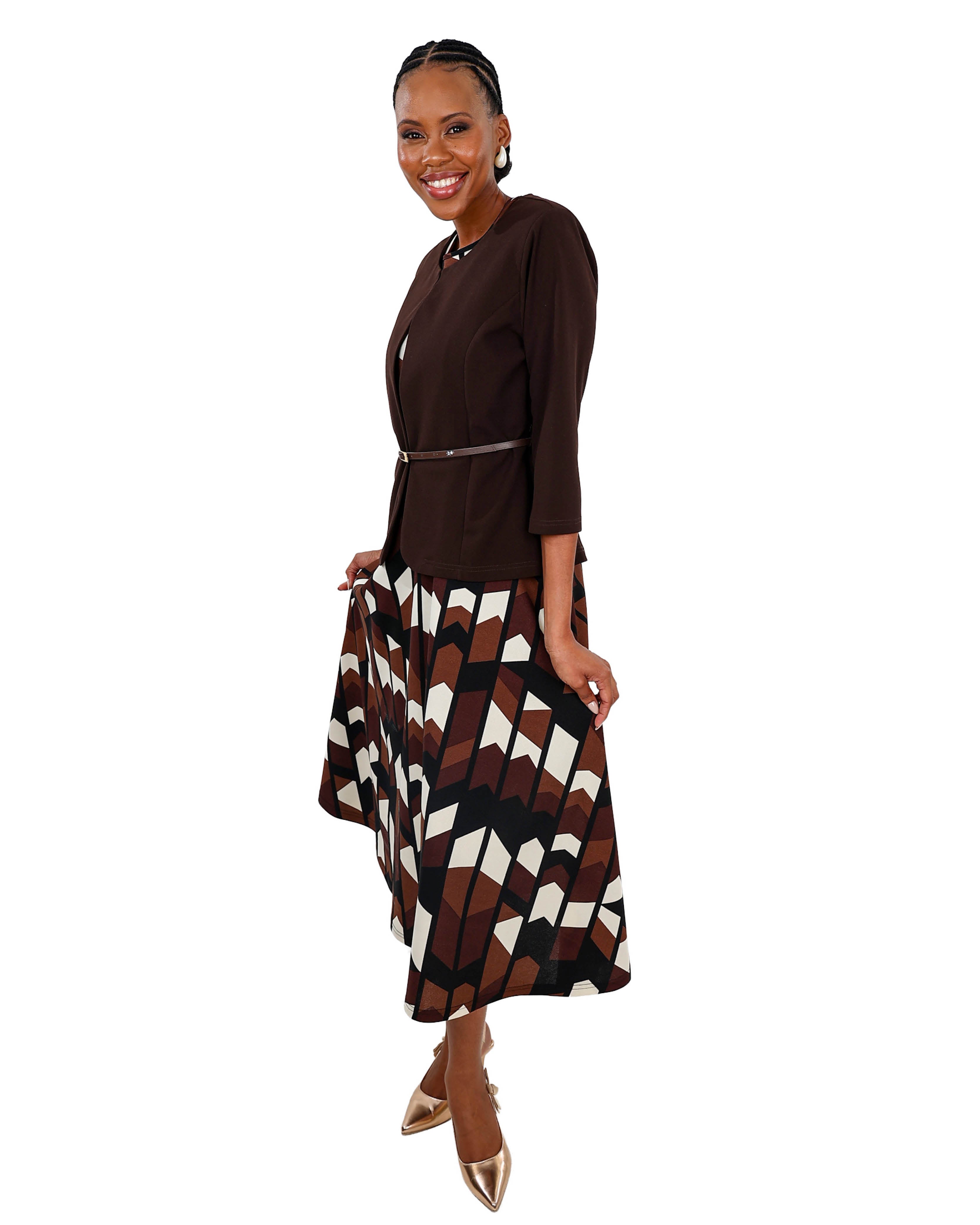 Blazer Combo Printed Midi Dress