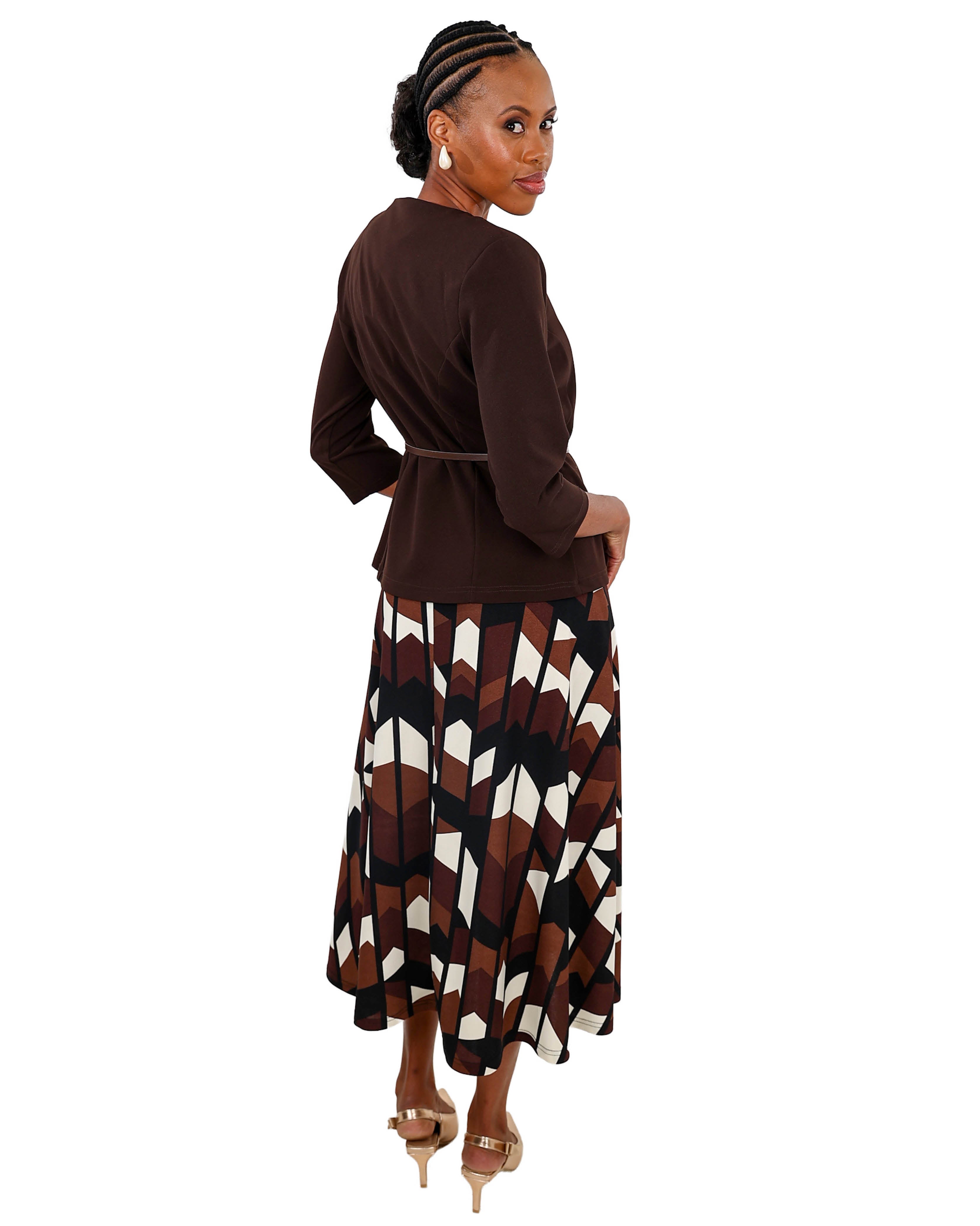 Blazer Combo Printed Midi Dress