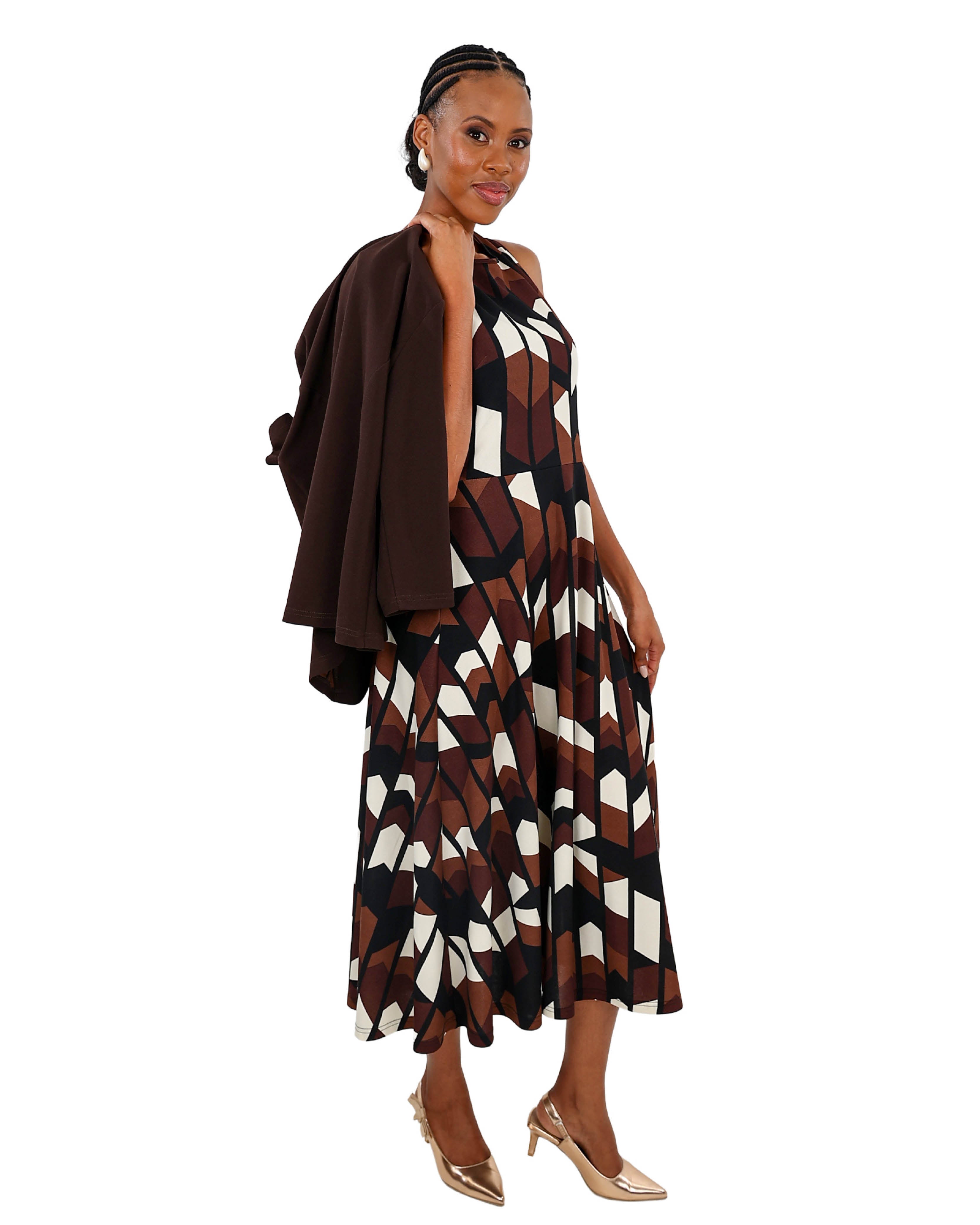 Blazer Combo Printed Midi Dress