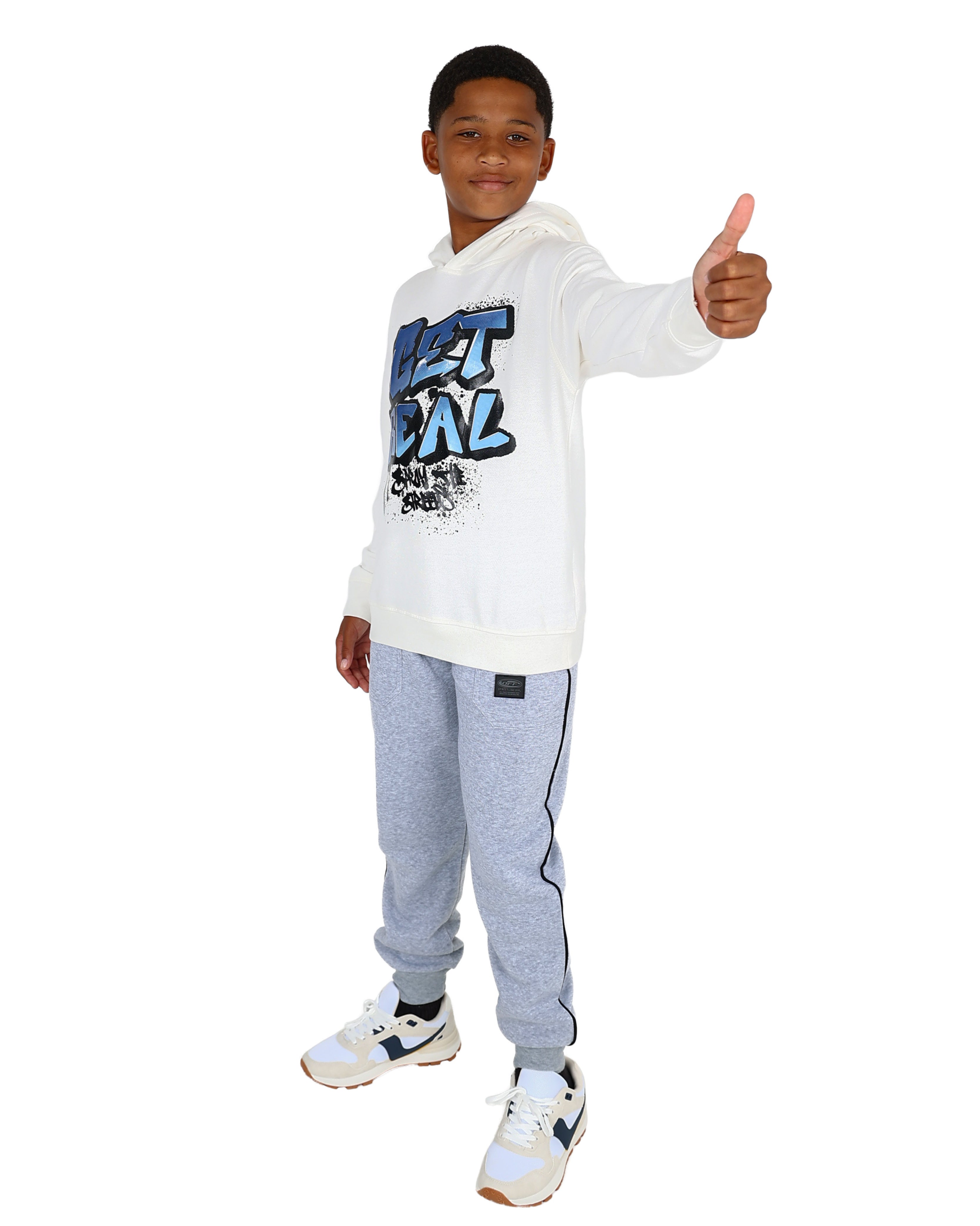 "Get Real" Graphic Print Cotton Hoodie