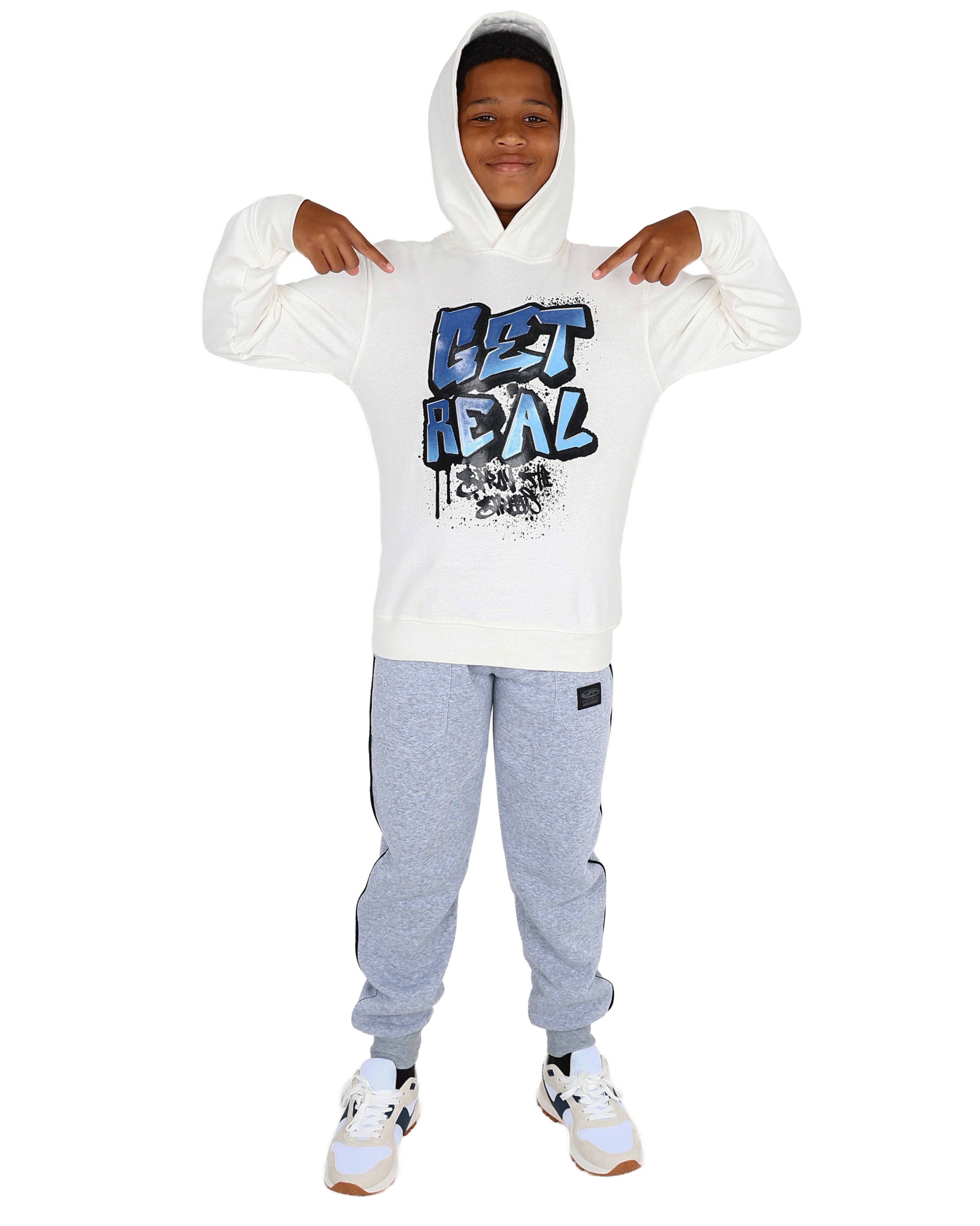 "Get Real" Graphic Print Cotton Hoodie