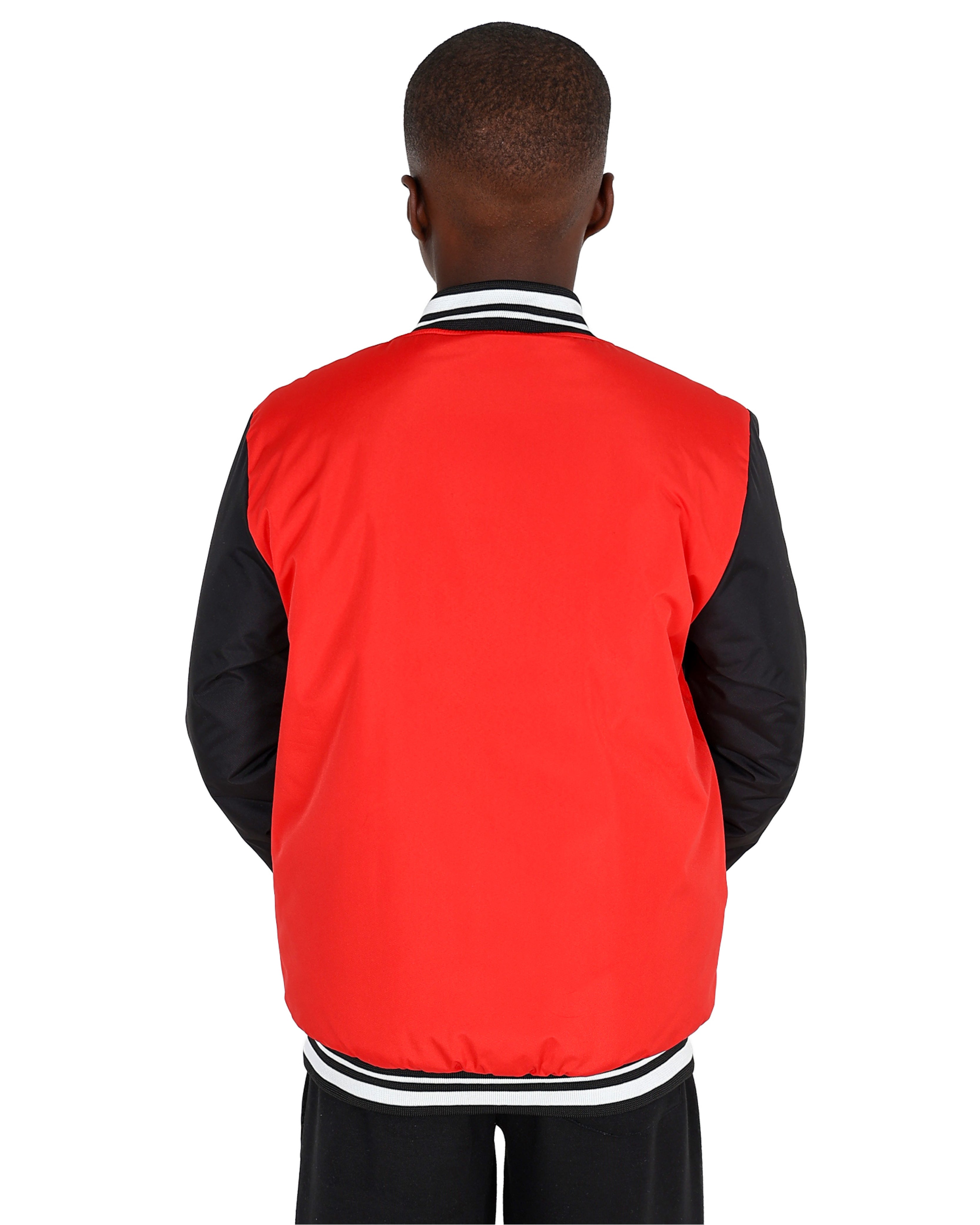 Red Colour Block Racing Bomber Jacket