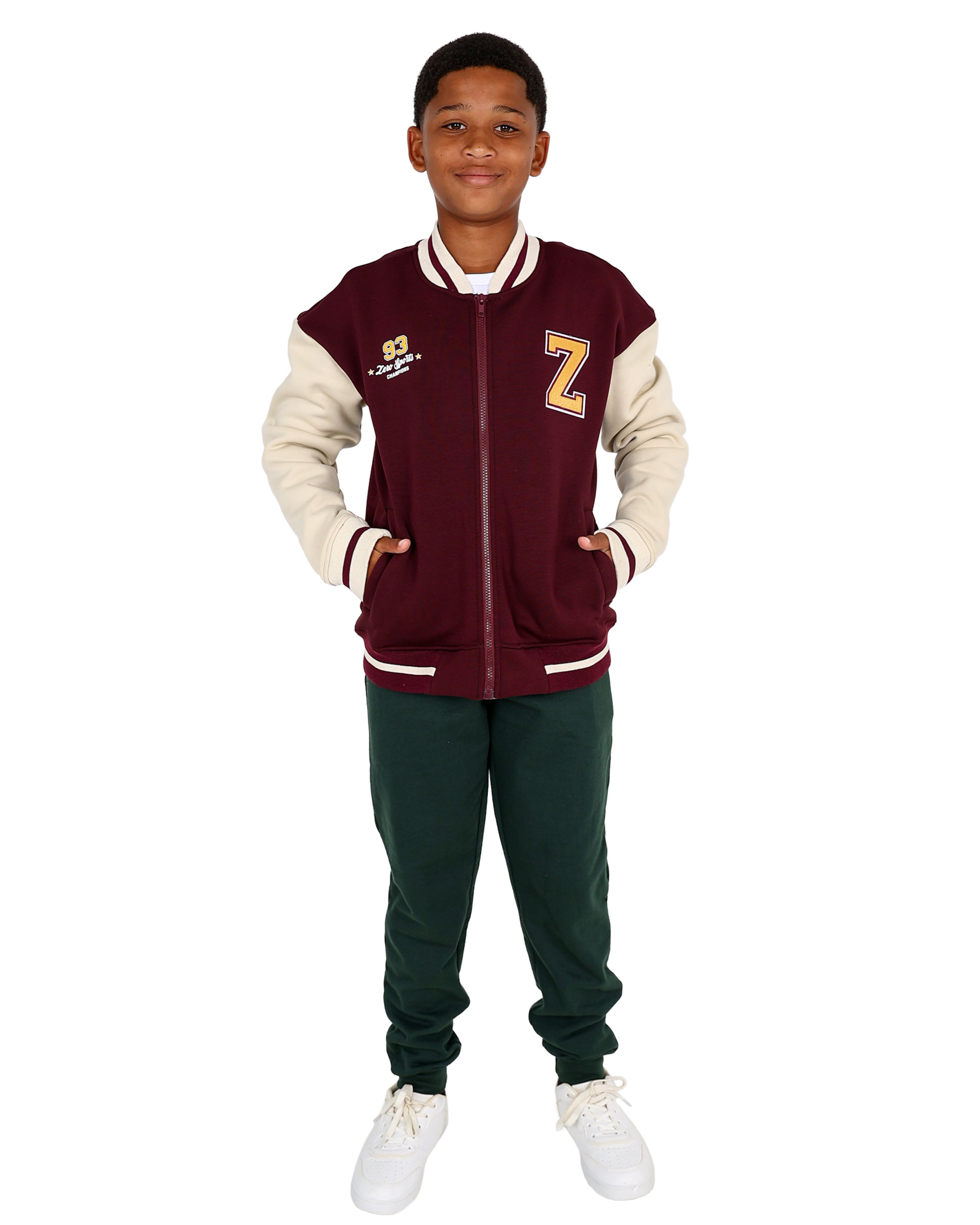Burgundy Varsity Colour Block Jacket