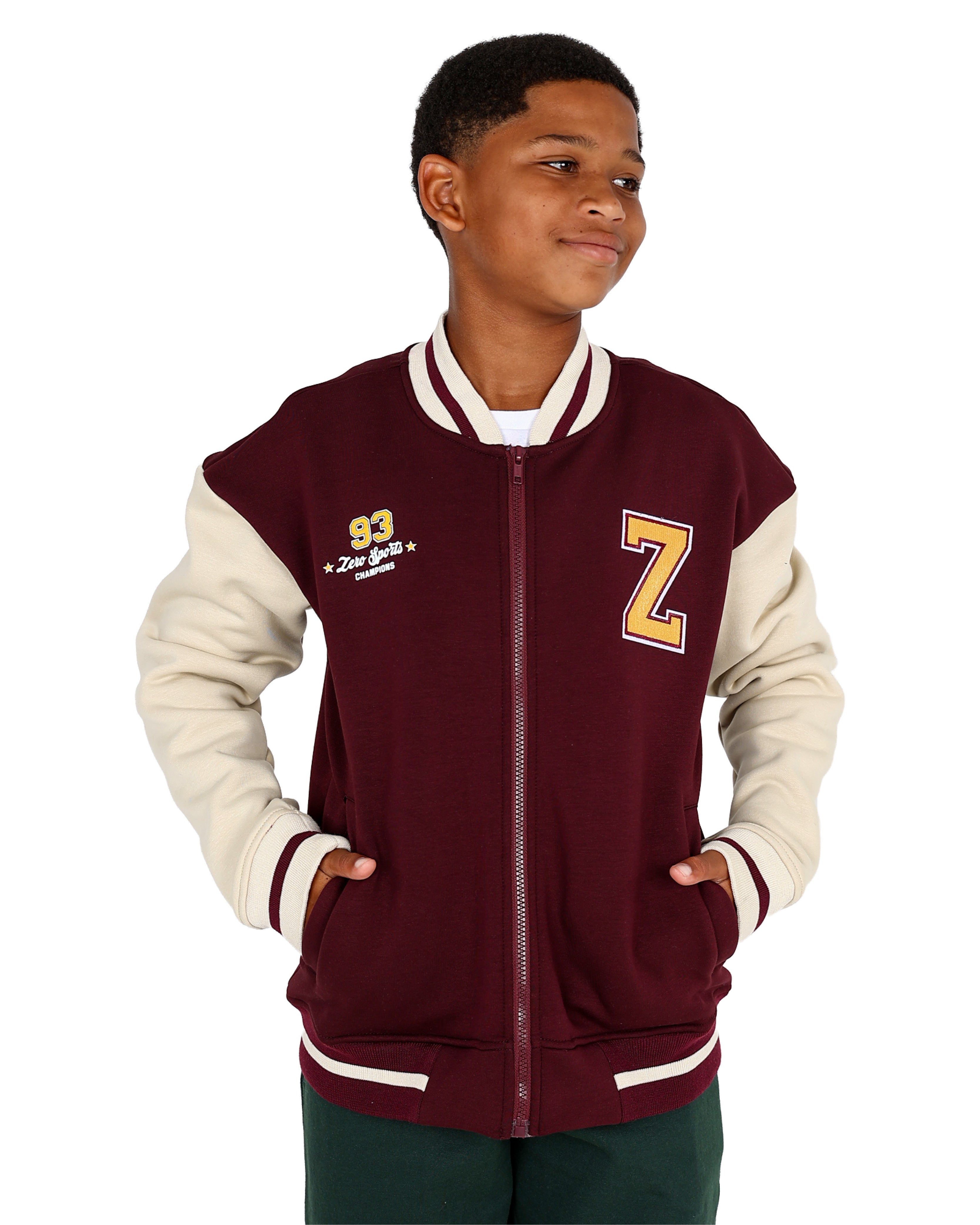 Burgundy Varsity Colour Block Jacket