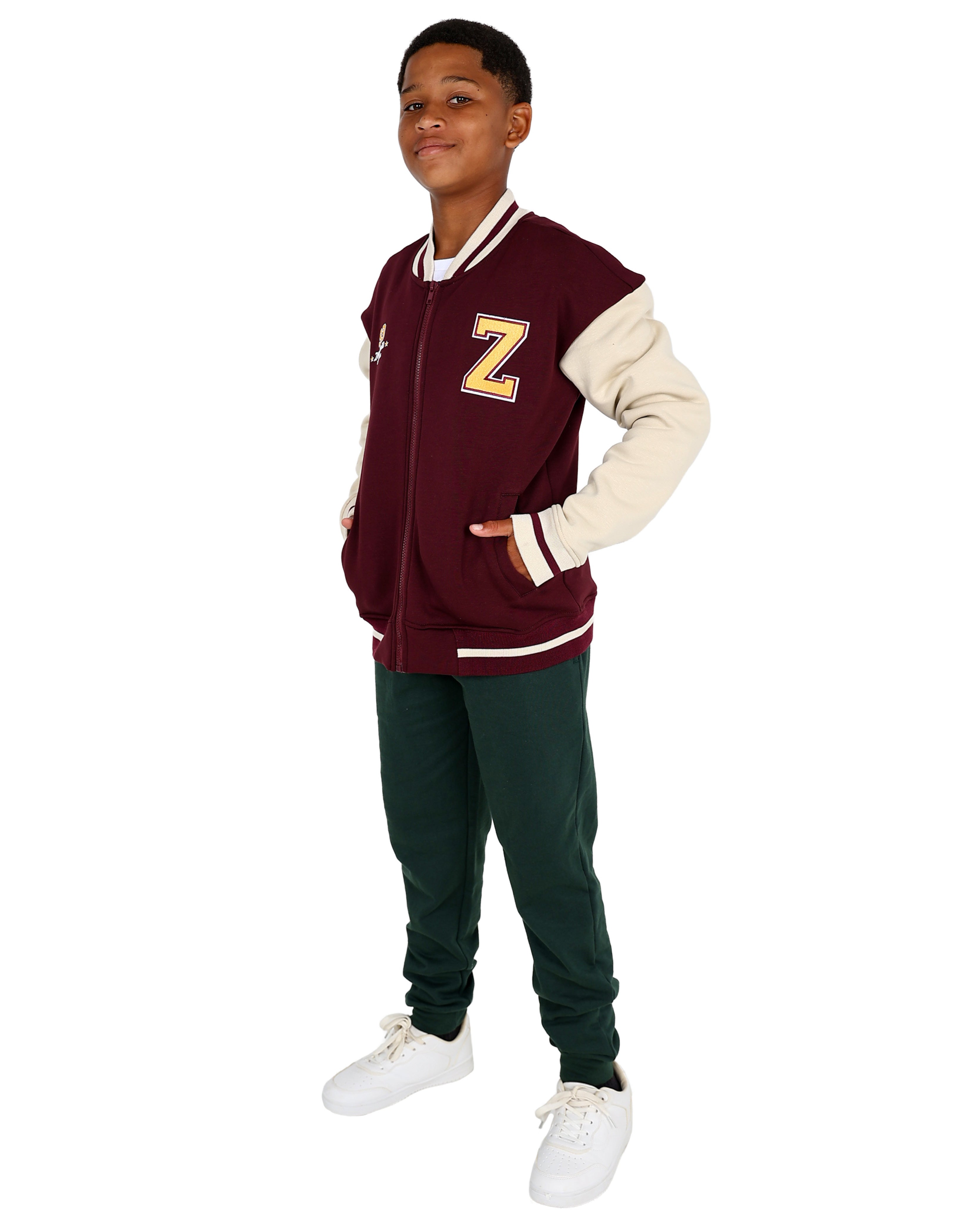 Burgundy Varsity Colour Block Jacket