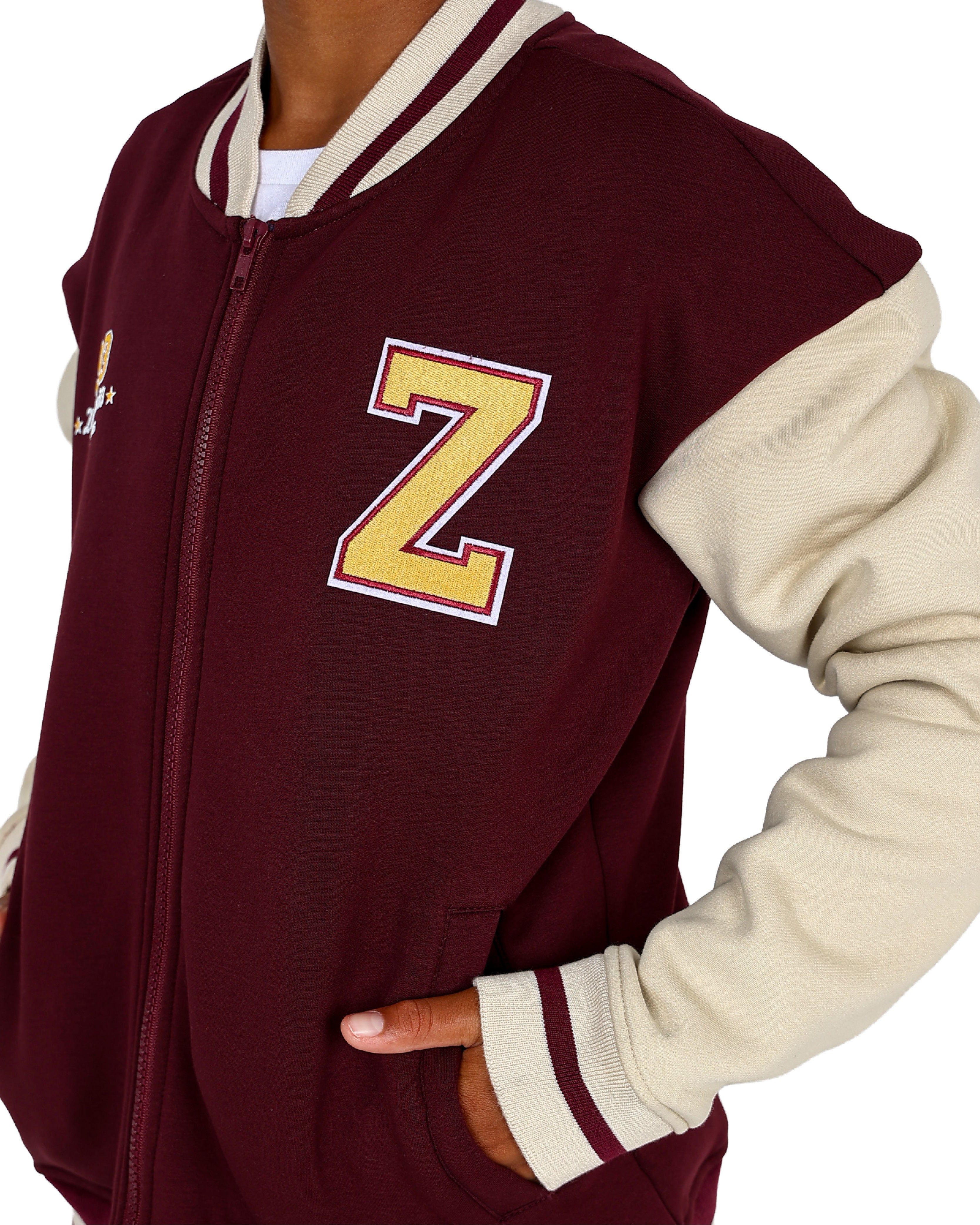 Burgundy Varsity Colour Block Jacket