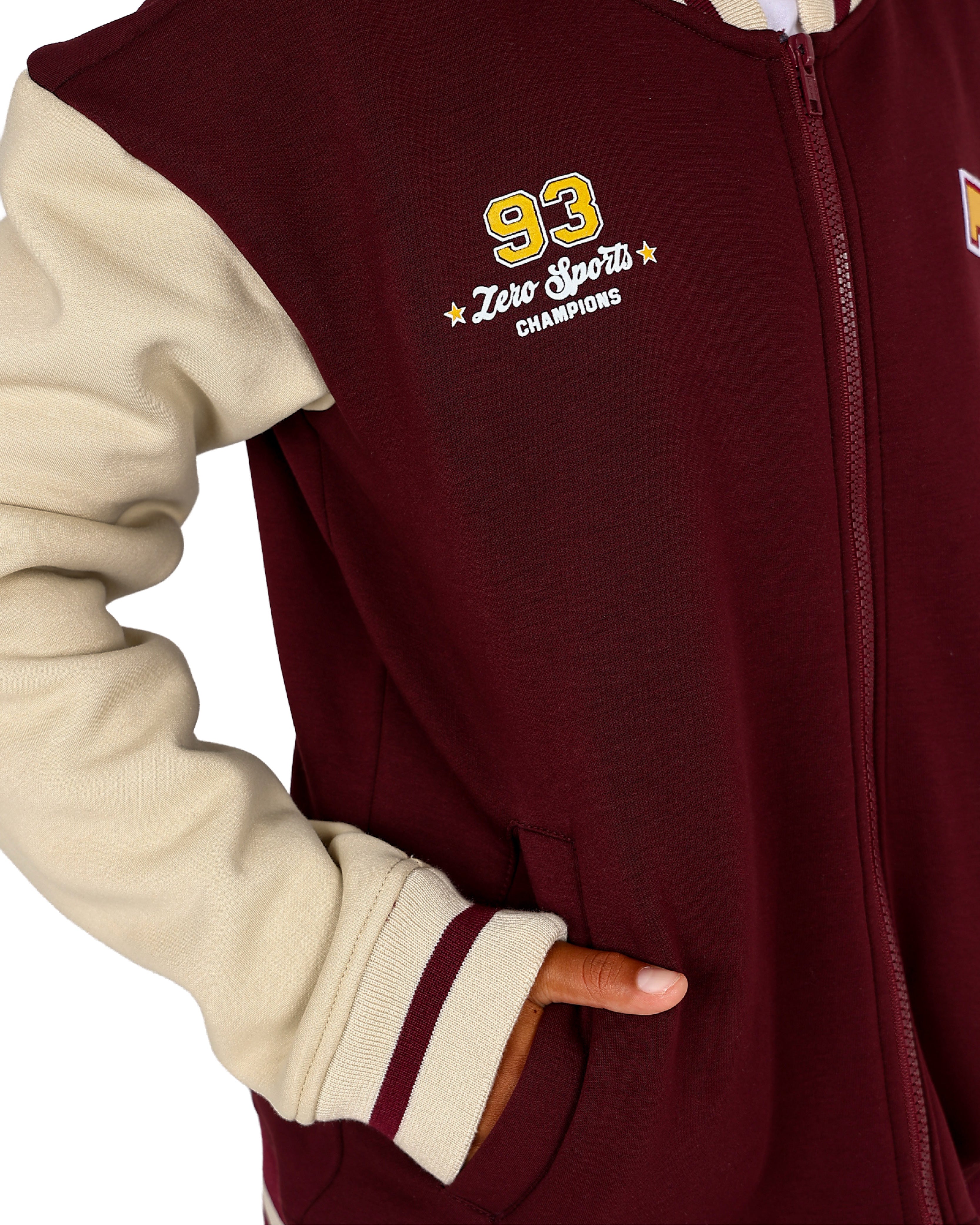 Burgundy Varsity Colour Block Jacket