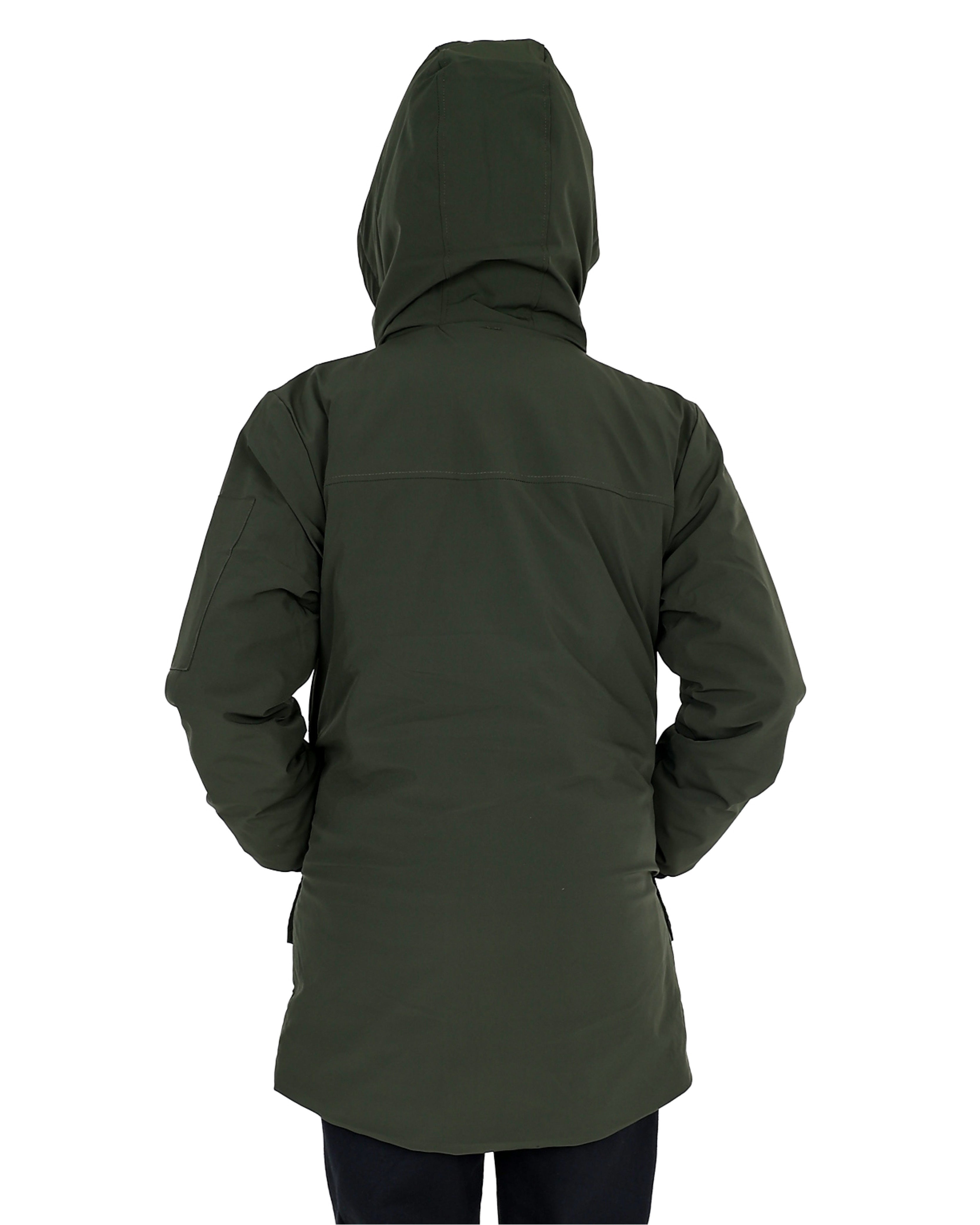 Olive High Low Hooded Zip Up Parka Jacket