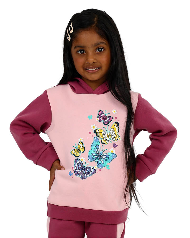 Pink Butterfly Graphic Hooded Tracksuit