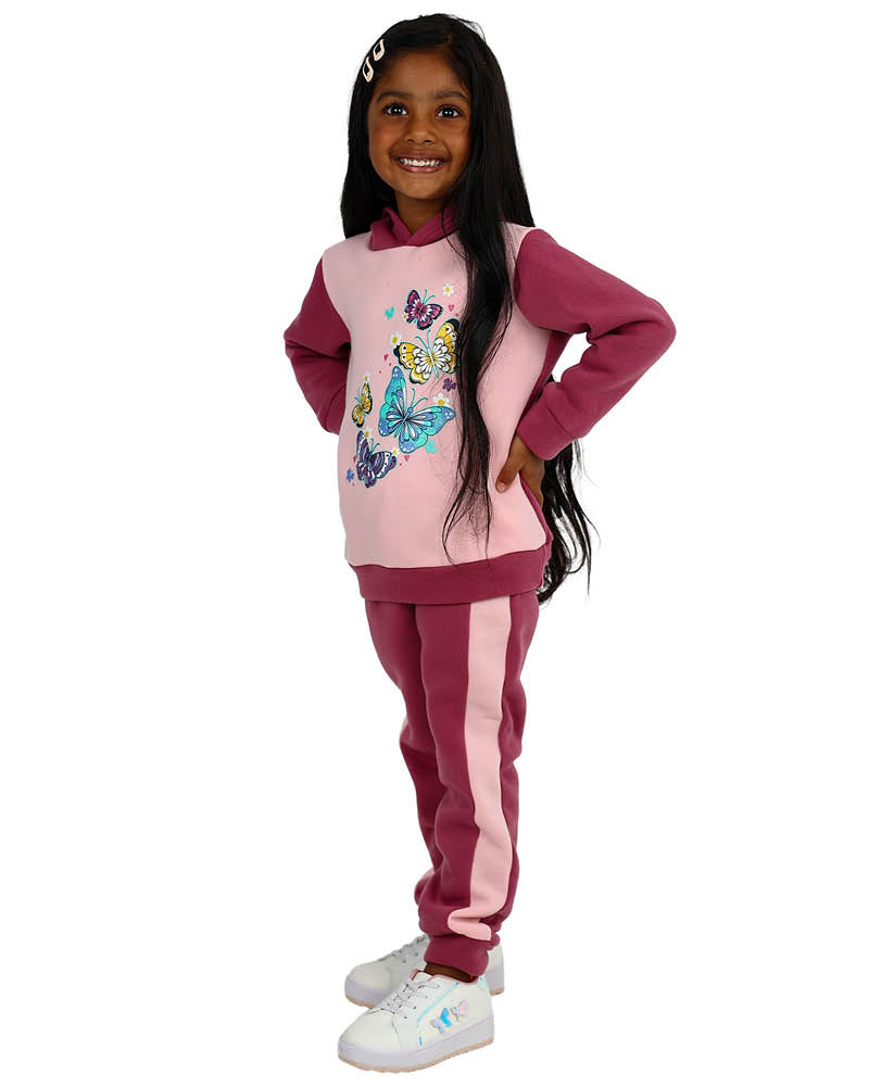 Pink Butterfly Graphic Hooded Tracksuit