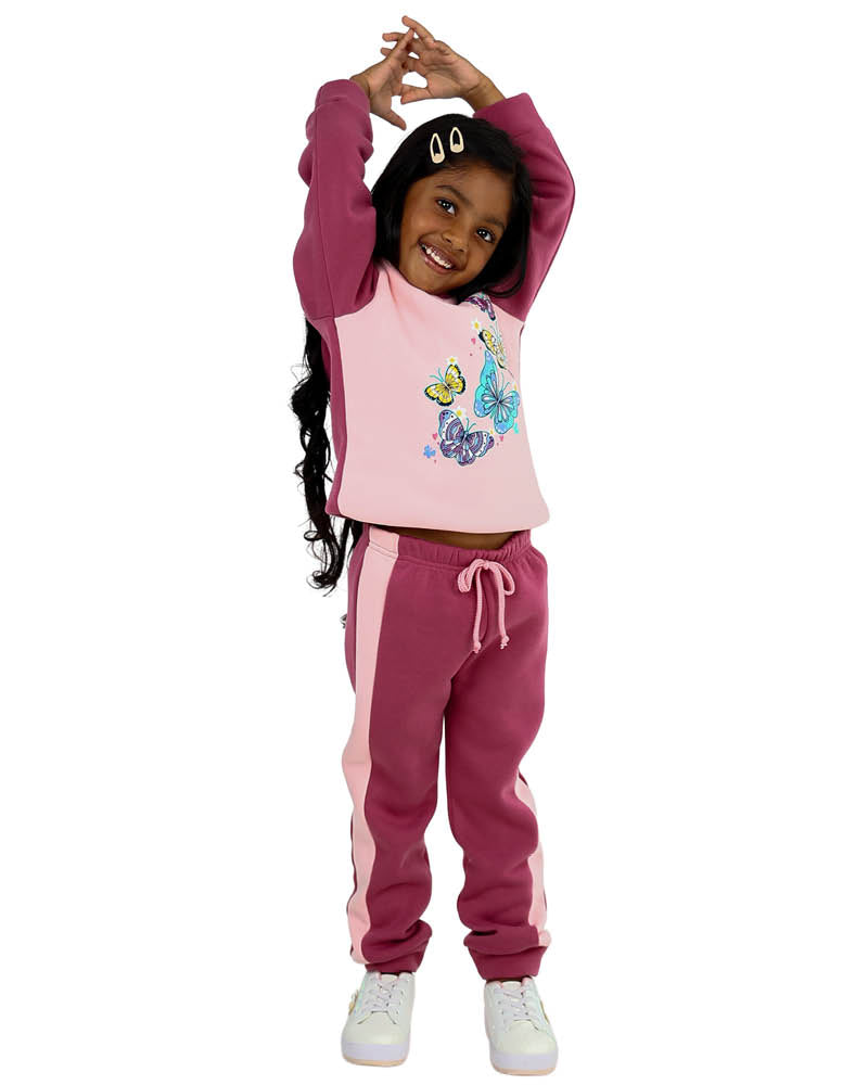 Pink Butterfly Graphic Hooded Tracksuit