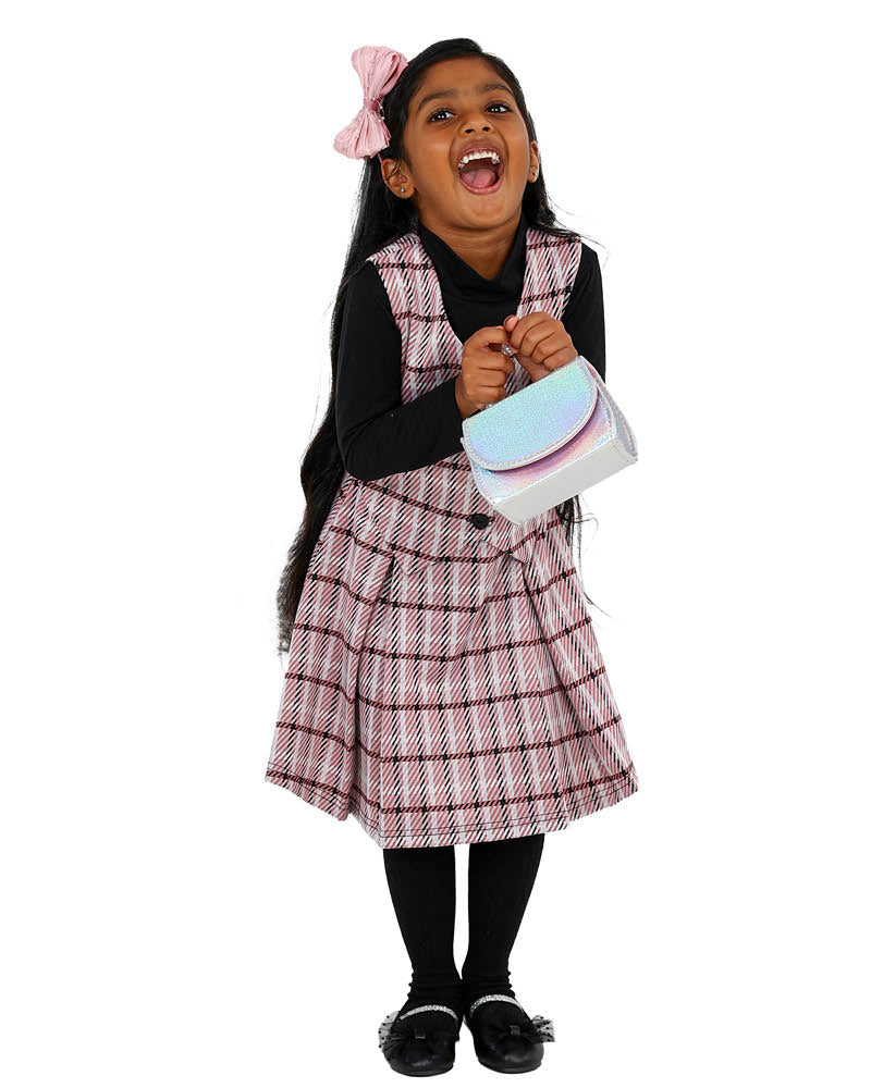 Check Pink Pinafore Waistcoat + Long Sleeve Top