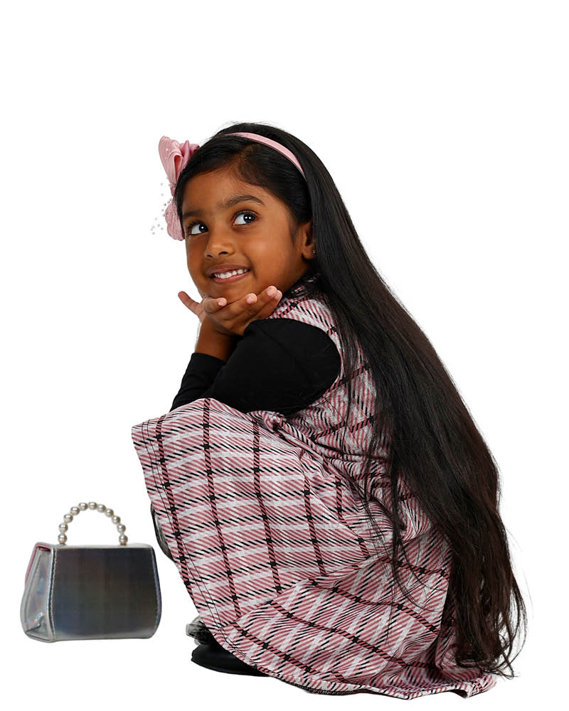 Check Pink Pinafore Waistcoat + Long Sleeve Top