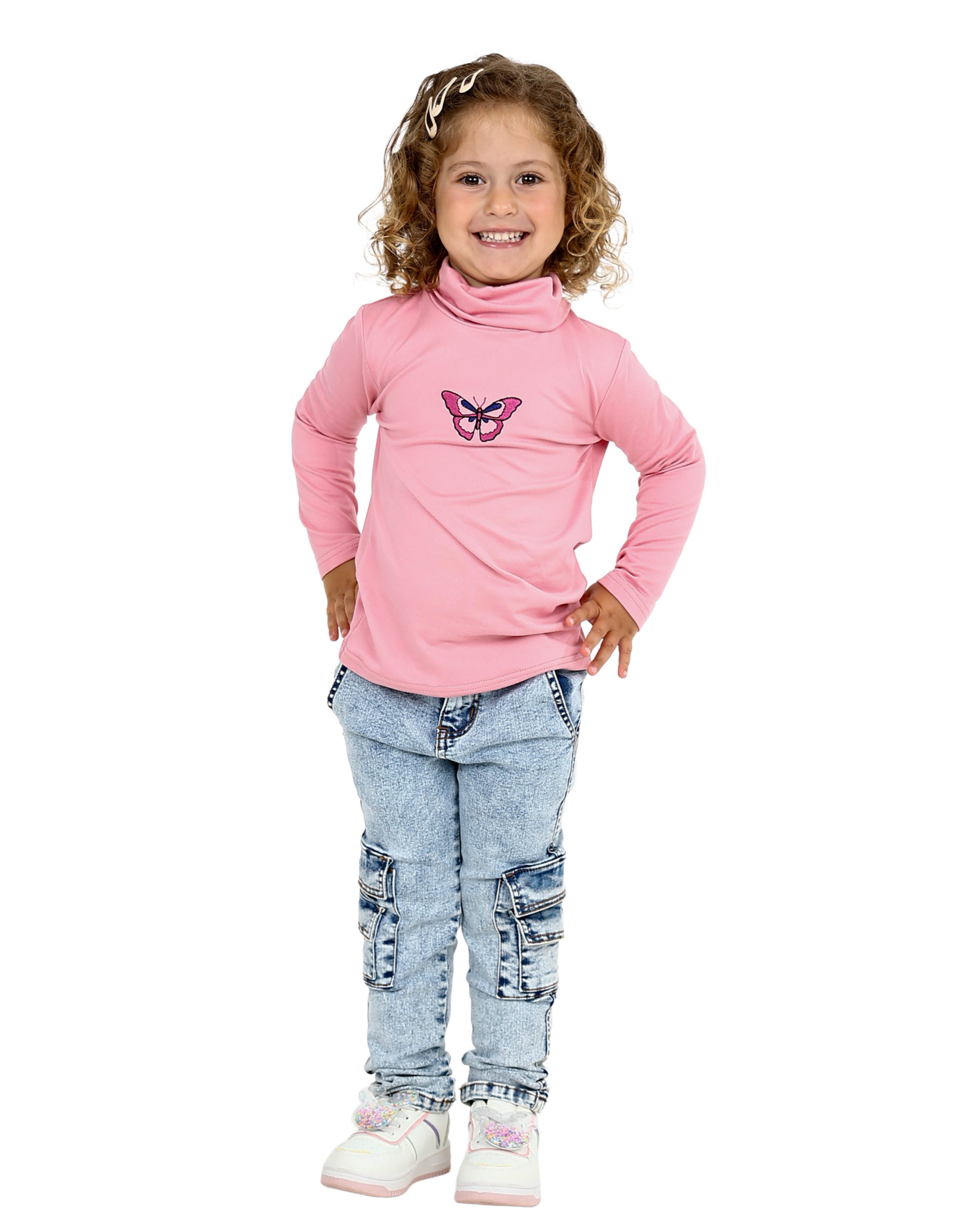 2 Pack Butterfly Print Polo Necks