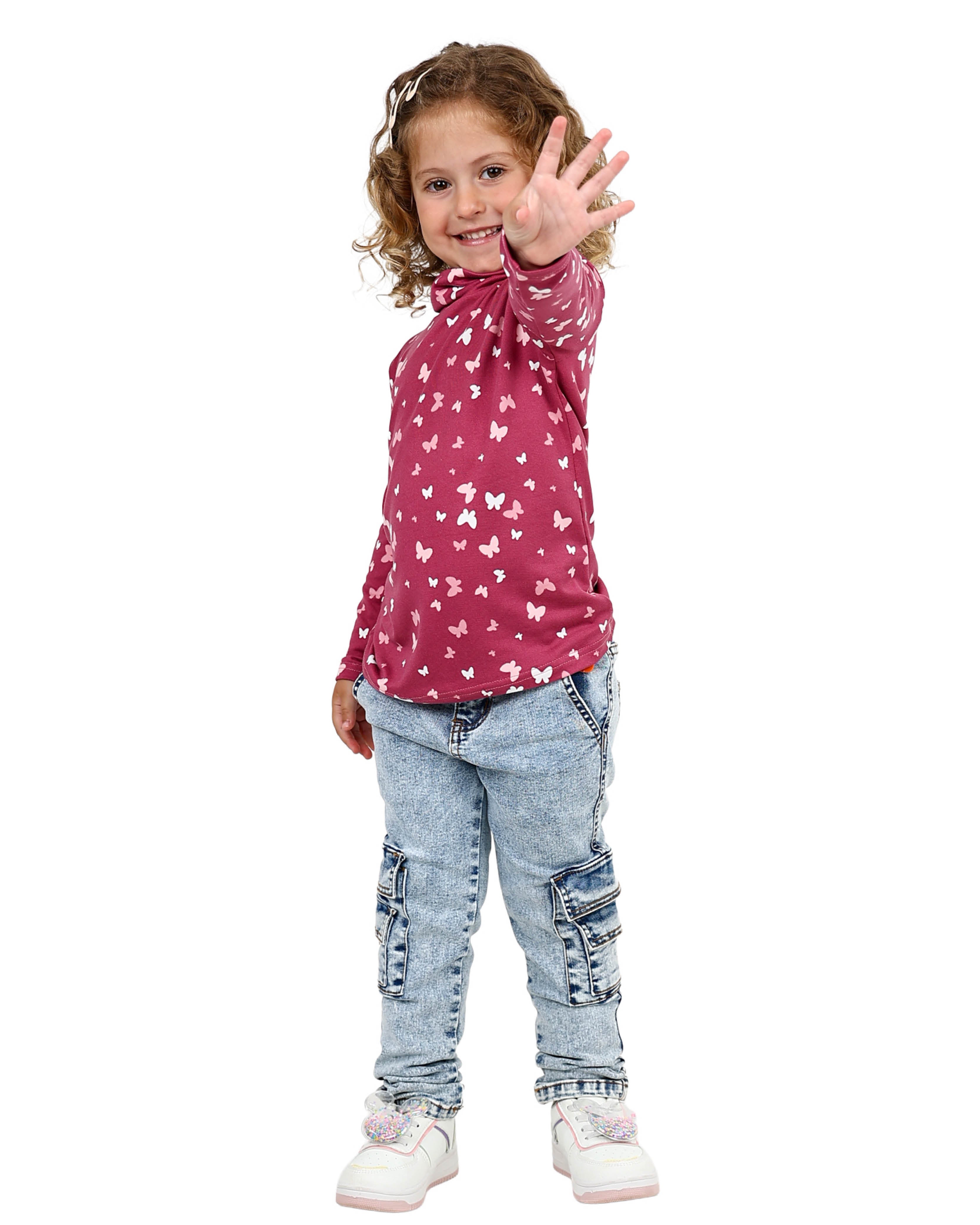2 Pack Butterfly Print Polo Necks