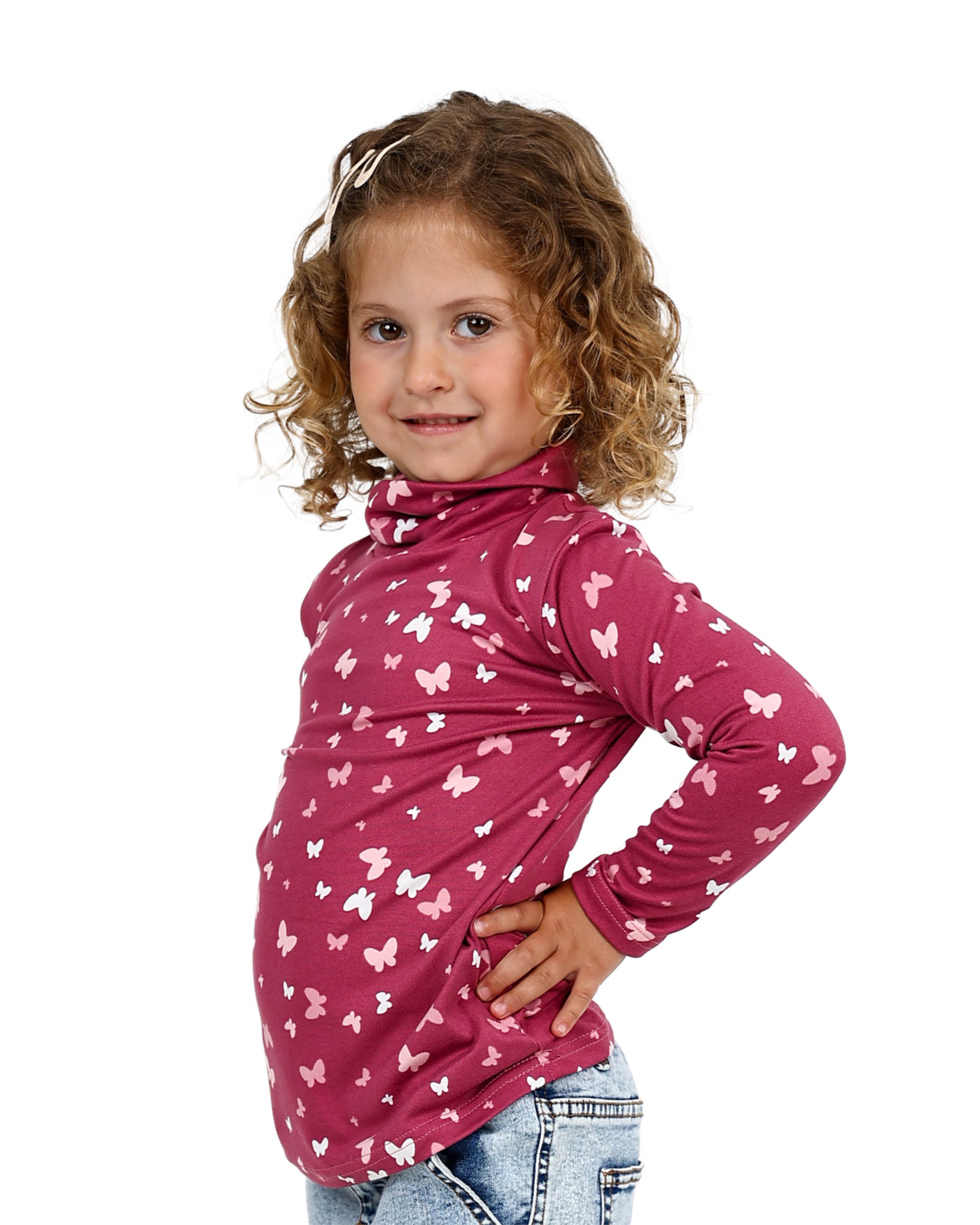 2 Pack Butterfly Print Polo Necks