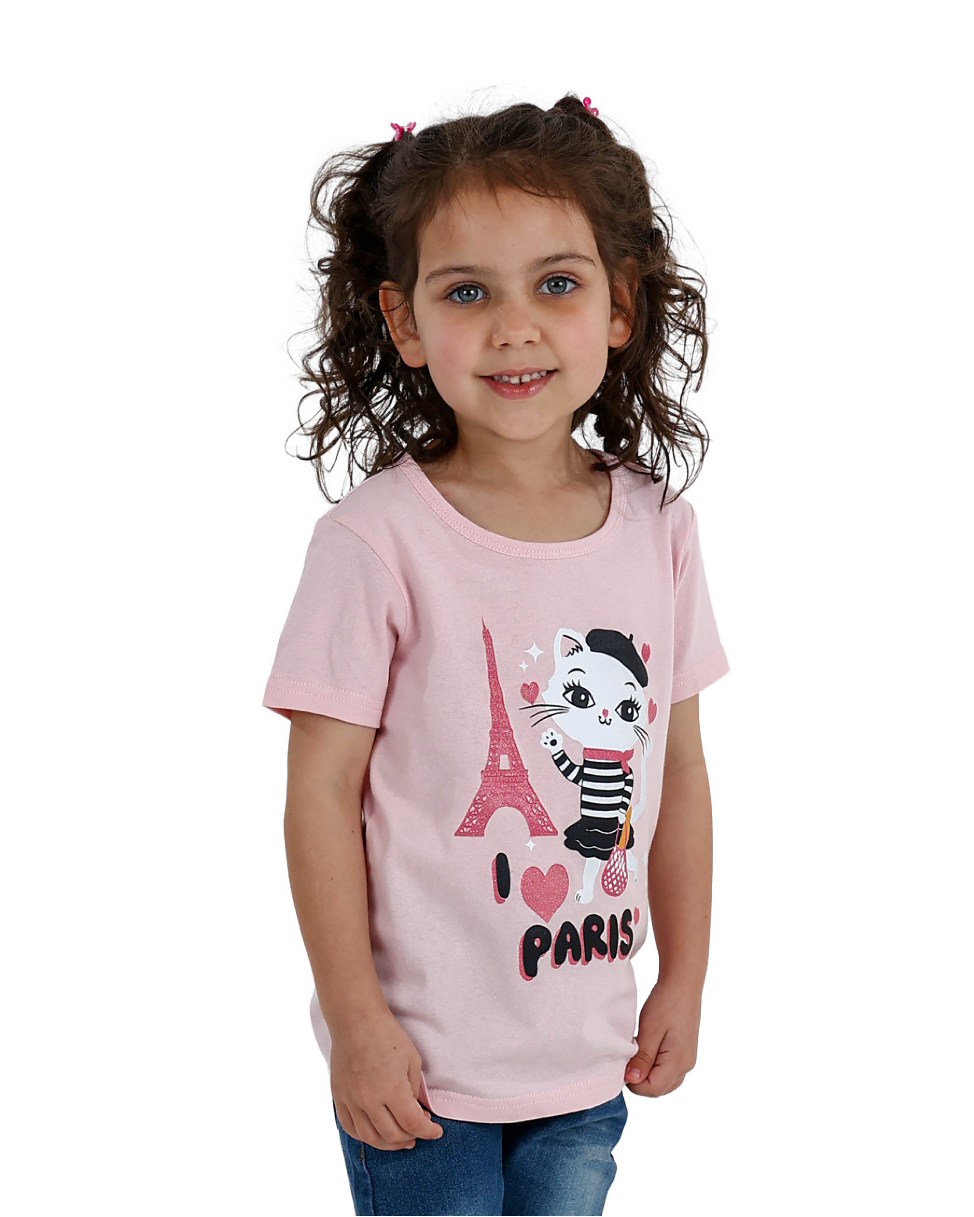 Short Sleeve Cat in Paris Graphic Print T-Shirt