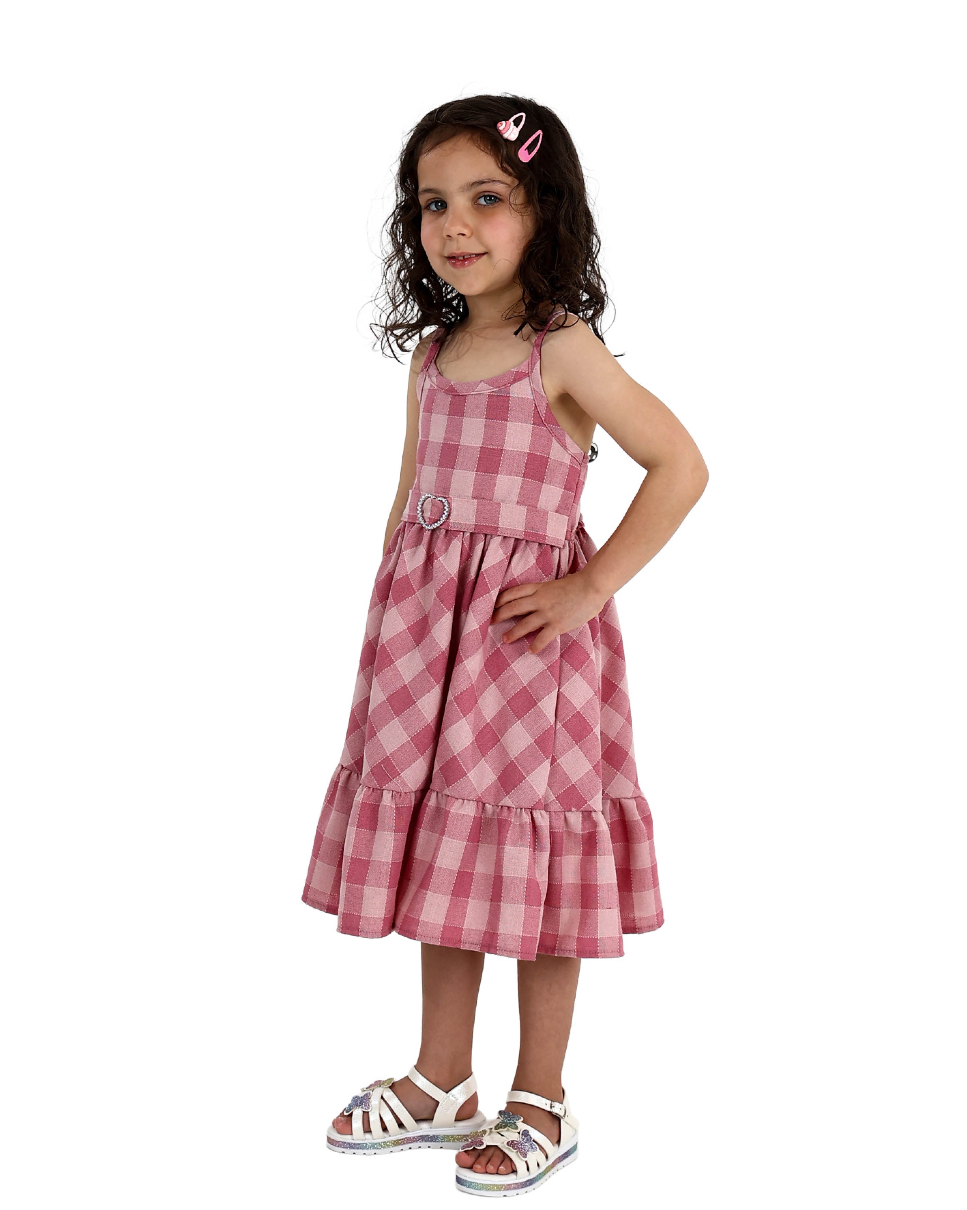 Sleeveless Tiered Check Party Dress