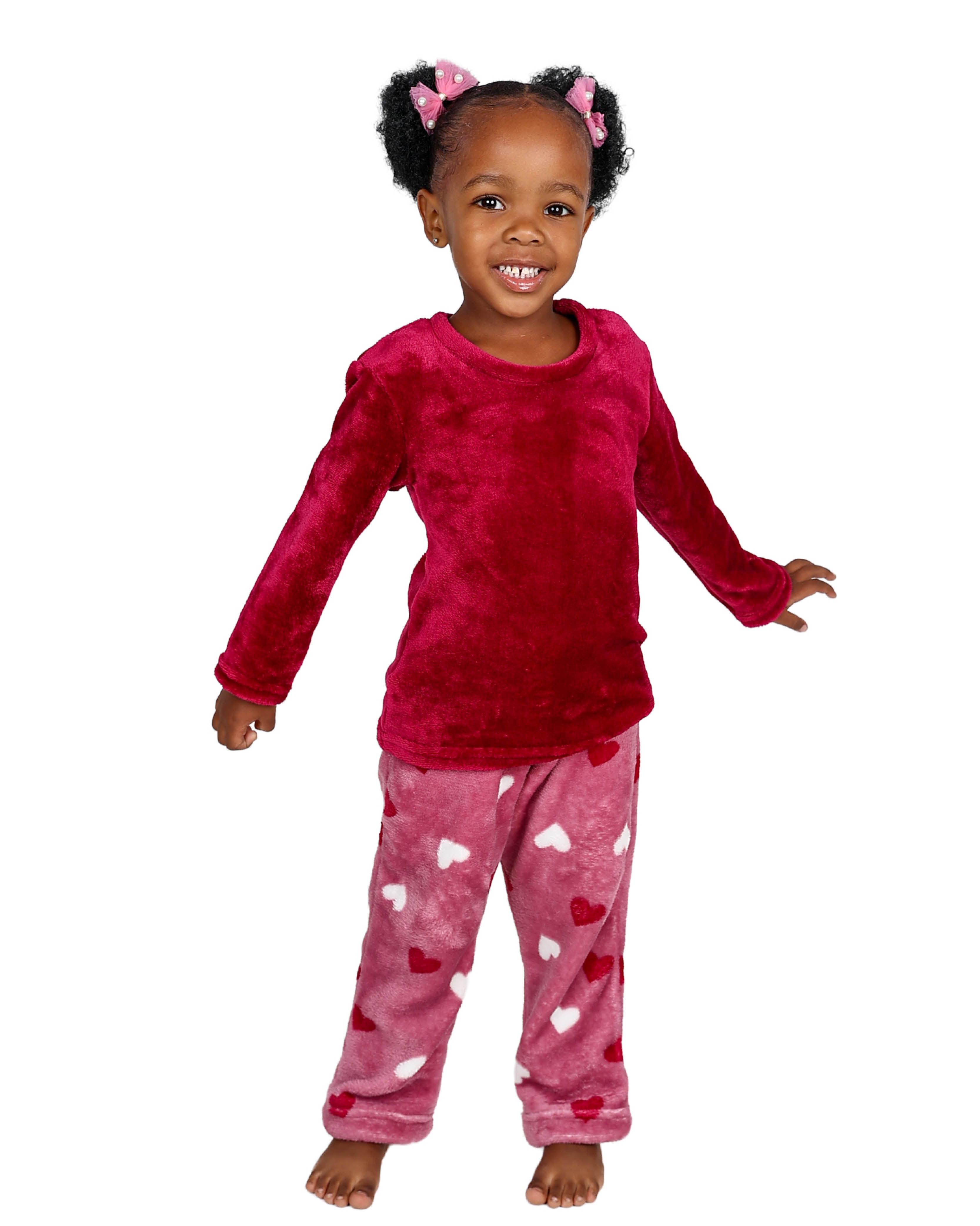 Pink Multi Heart Plush Long Sleeve Pyjama Set