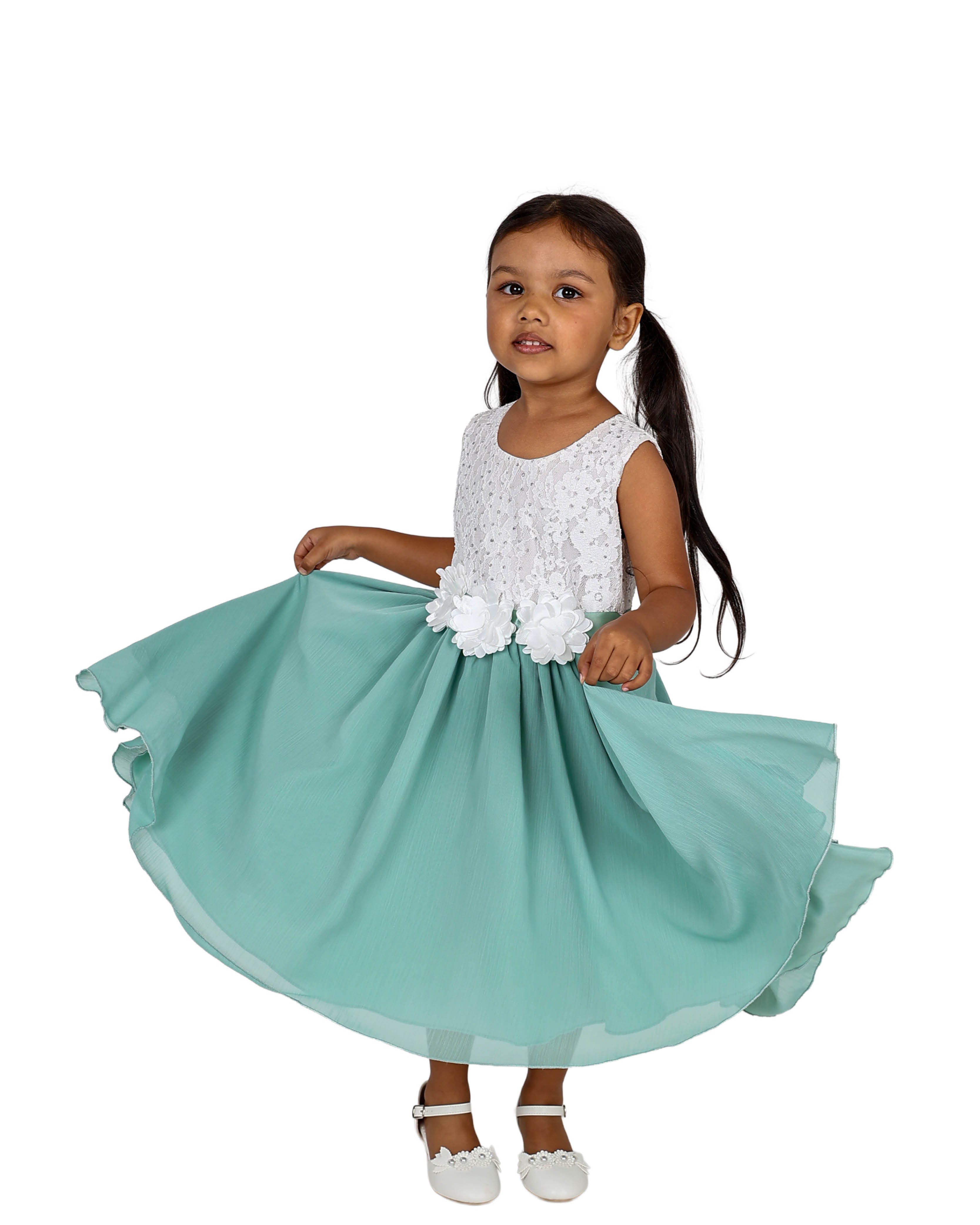 Sleeveless Rose Detail Party Dress