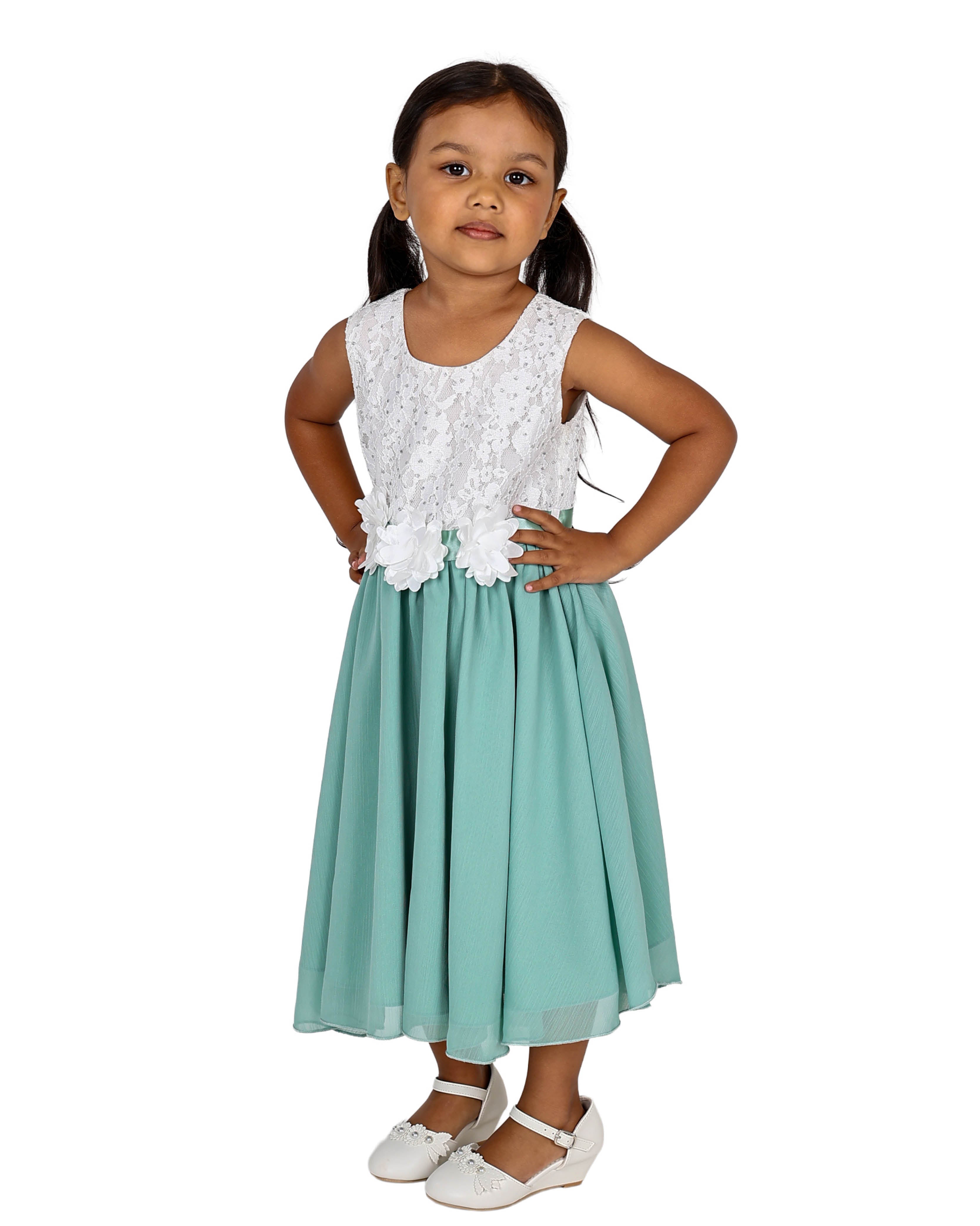 Sleeveless Rose Detail Party Dress