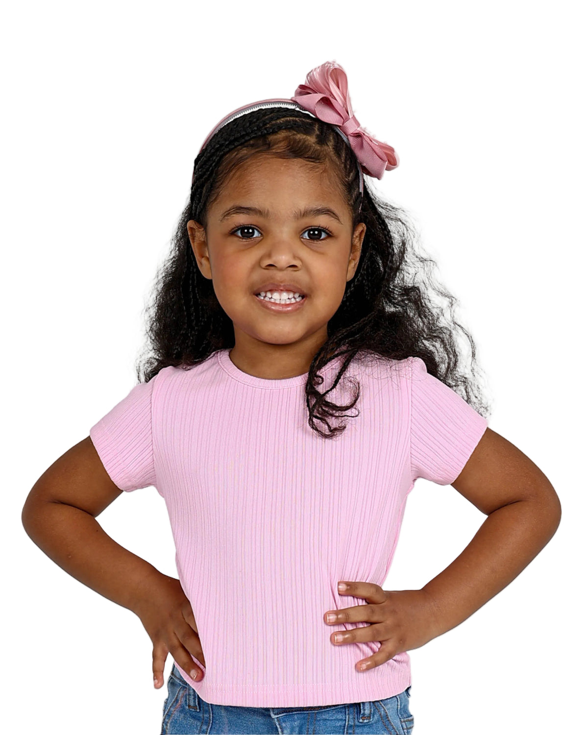 Short Sleeve Pink Ribbed T-Shirt