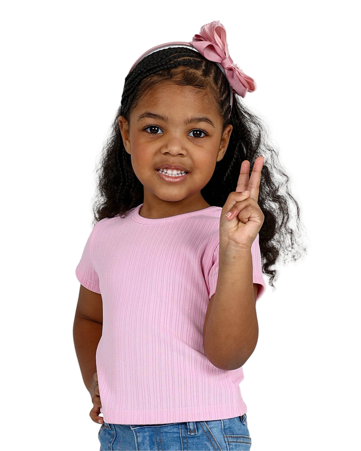 Short Sleeve Pink Ribbed T-Shirt