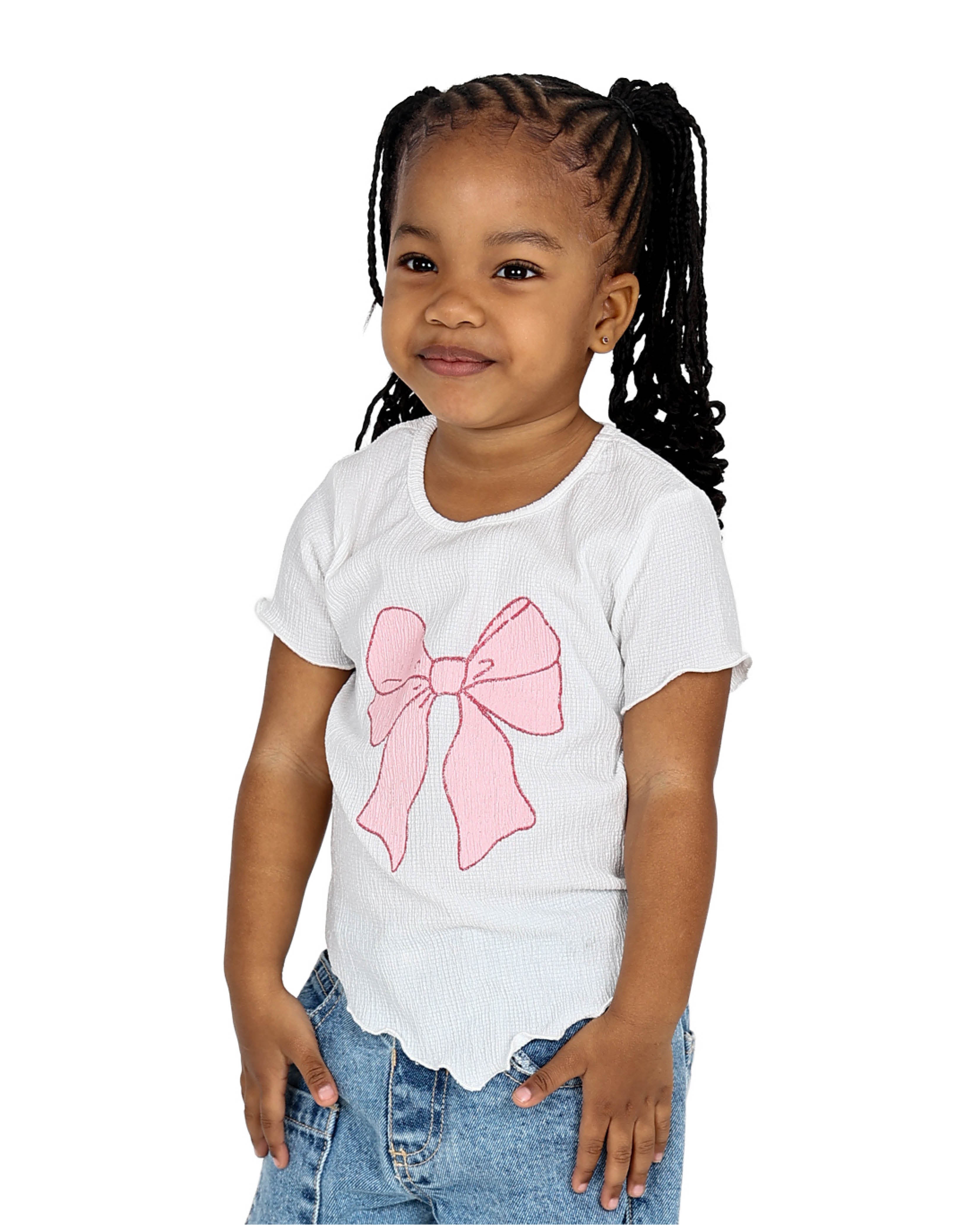 Short Sleeve Bow Graphic Print T-Shirt