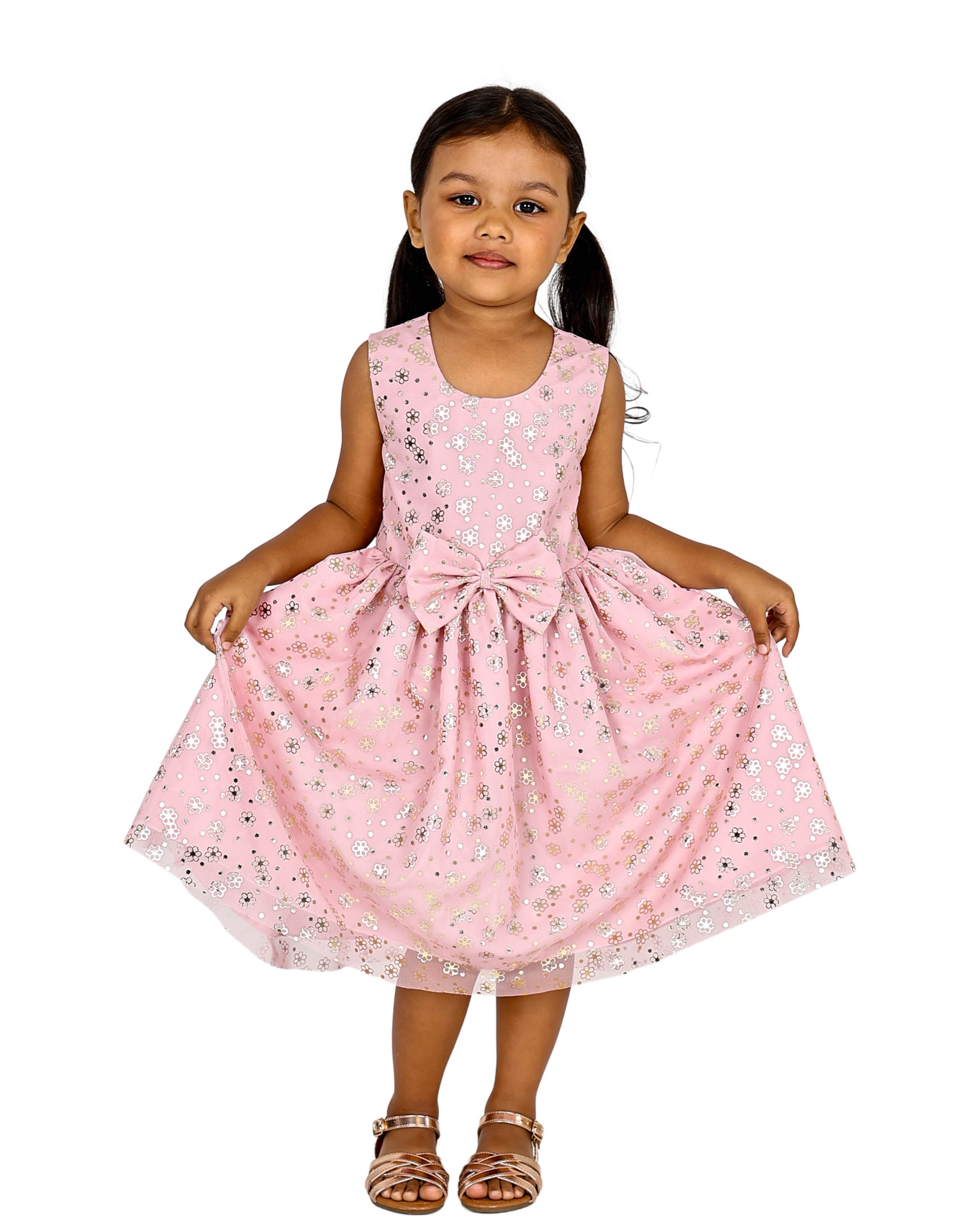 Sleeveless Daisy Foil Print Party Dress
