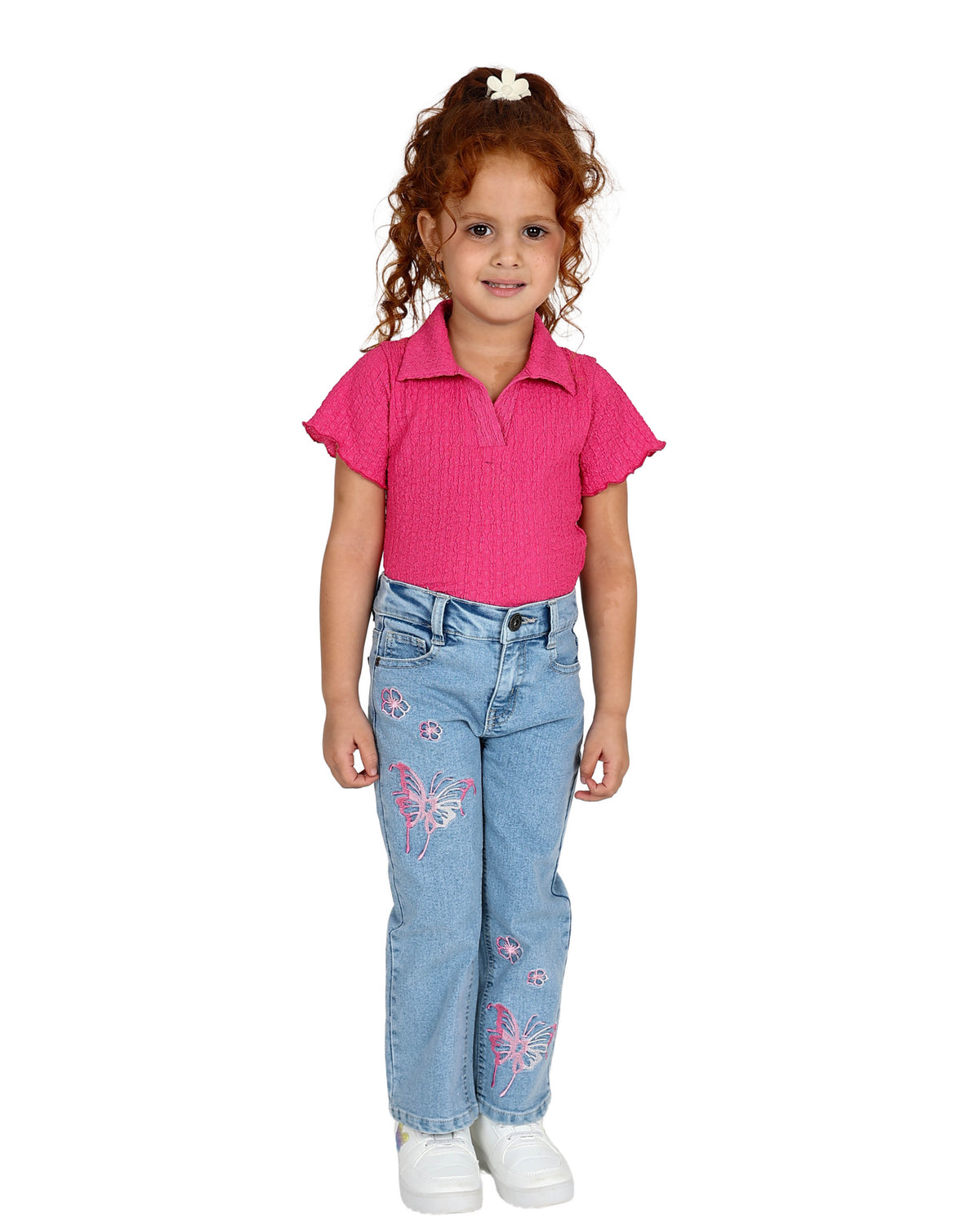 Light Blue Embroidered Butterfly Detail Jeans