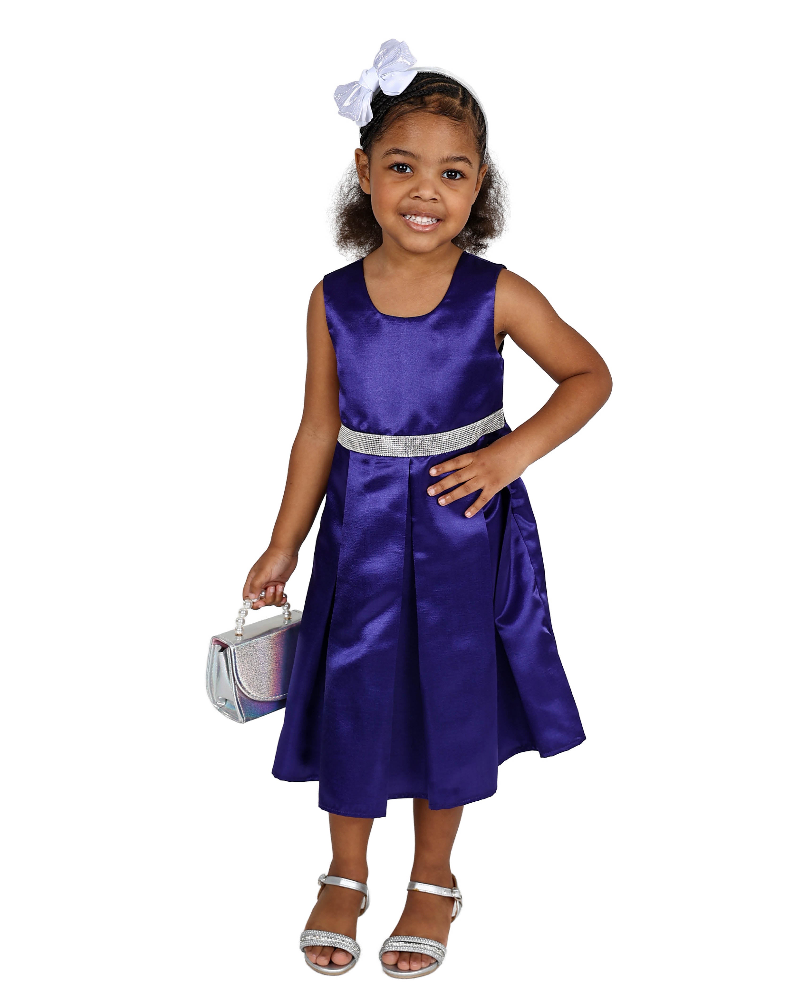 Purple Sleeveless Pleated Party Dress