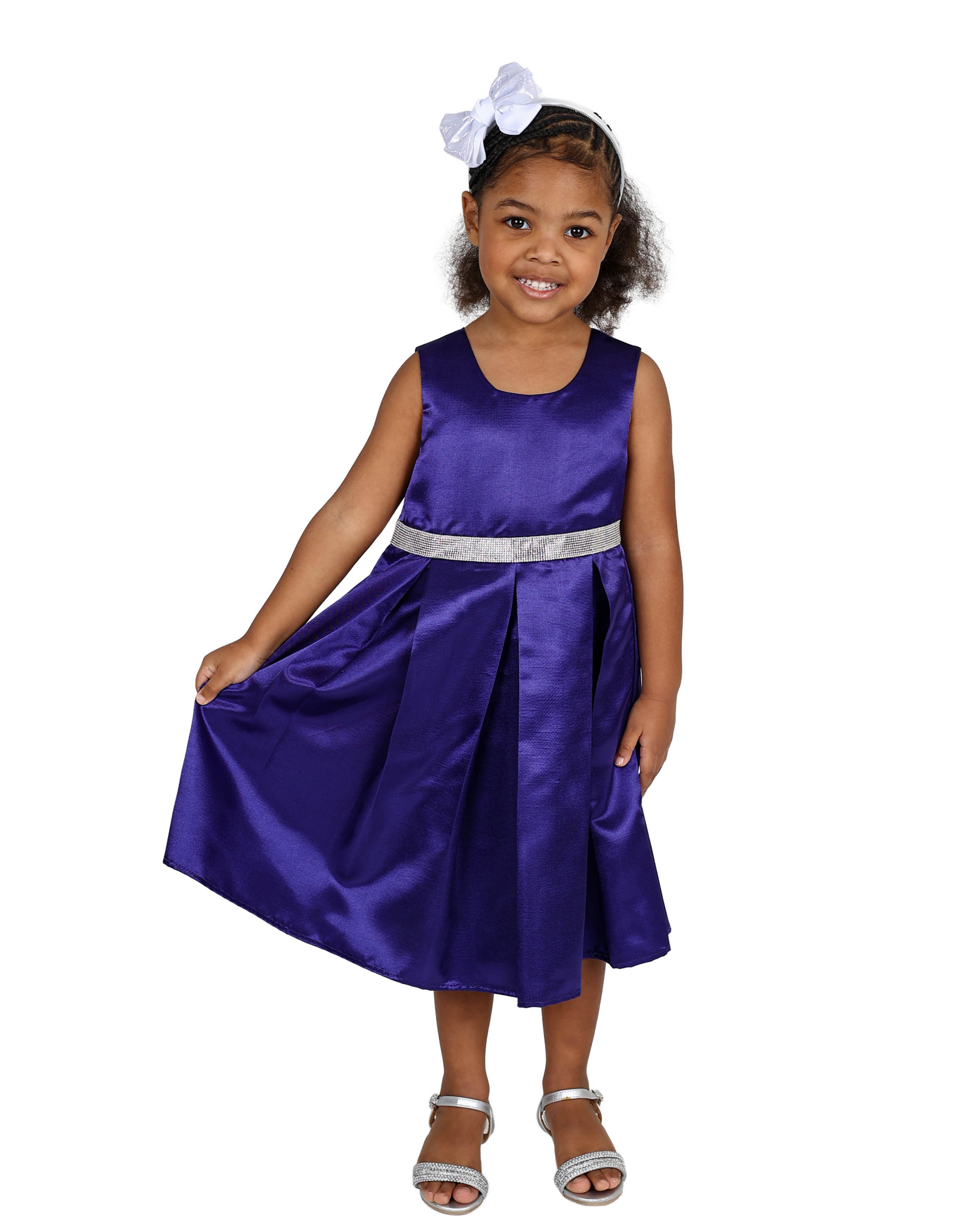 Purple Sleeveless Pleated Party Dress