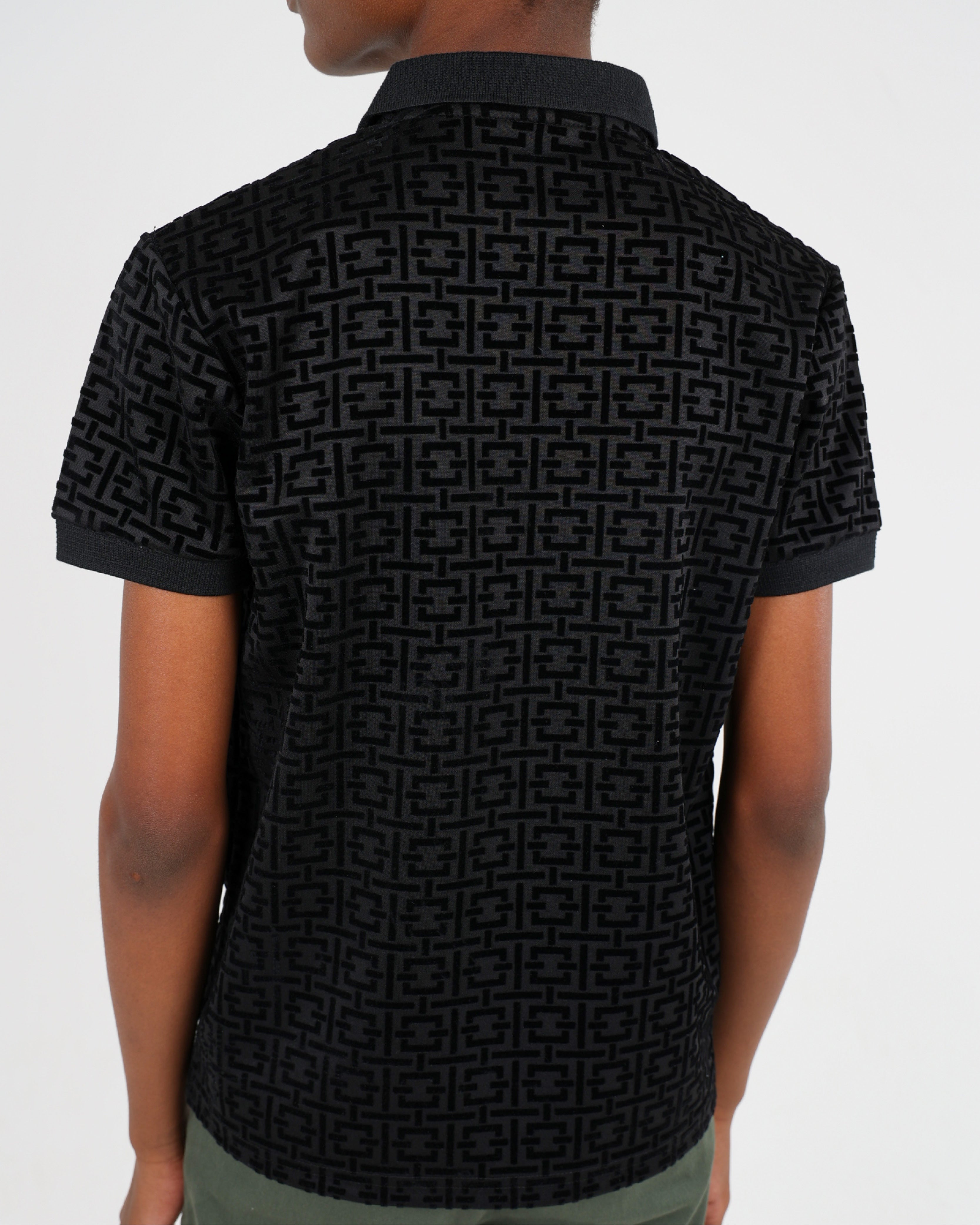 Big Boys Short Sleeve Geometric Flock Print Golfer