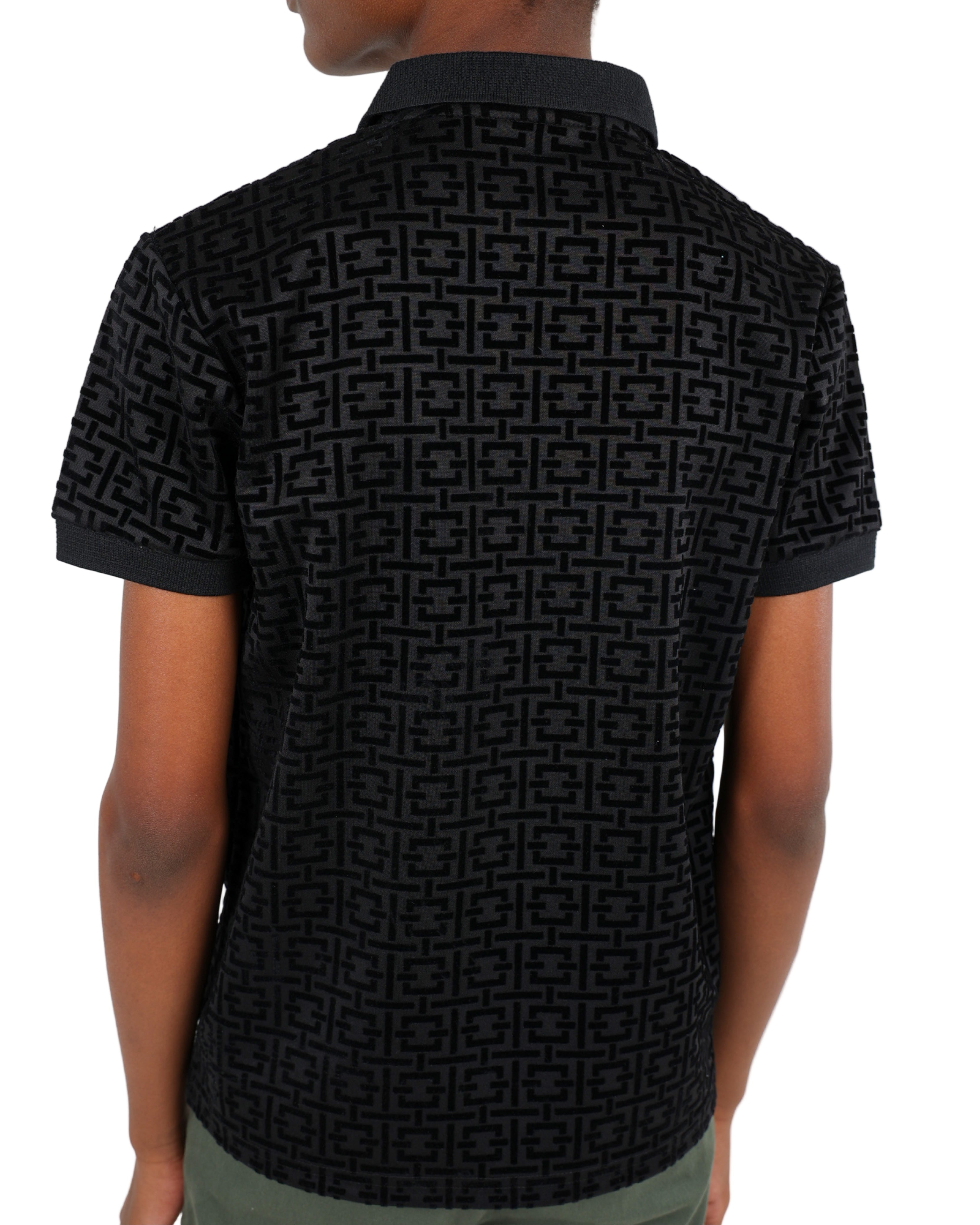Short Sleeve Geometric Flock Print Golfer