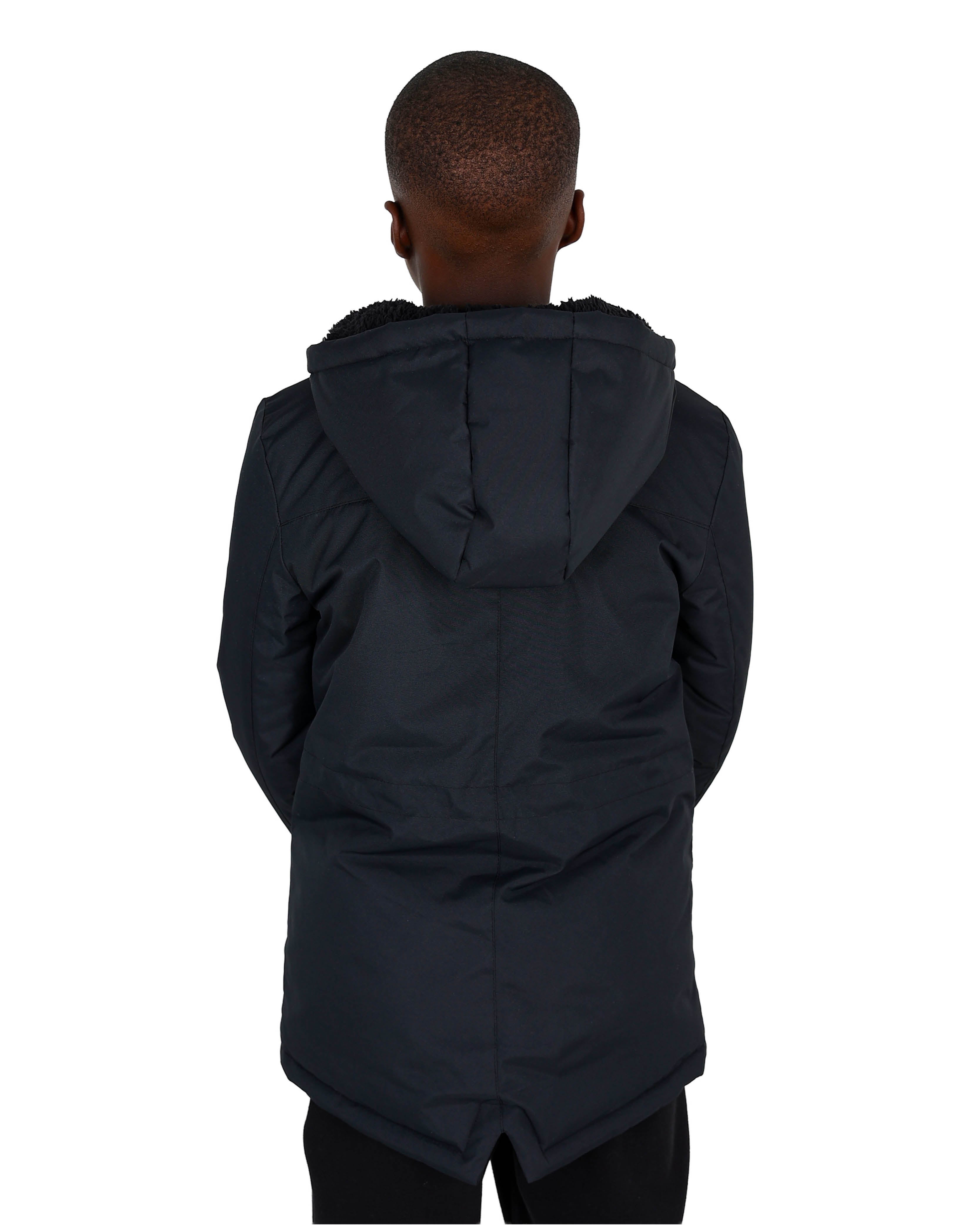 Classic Hi Low Hooded Black Parka Jacket