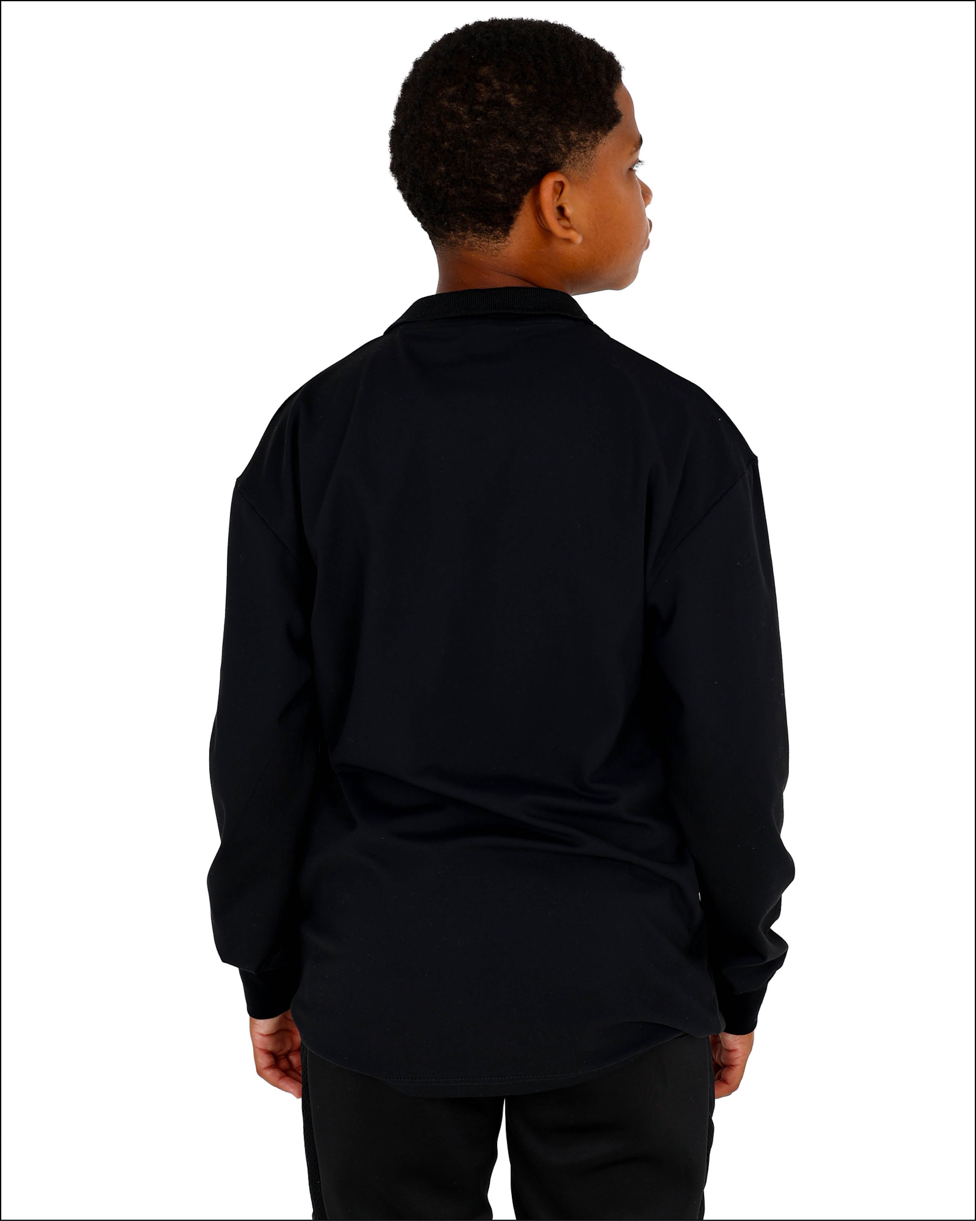 Long Sleeve Black Johnny Collar Graphic Sweatshirt