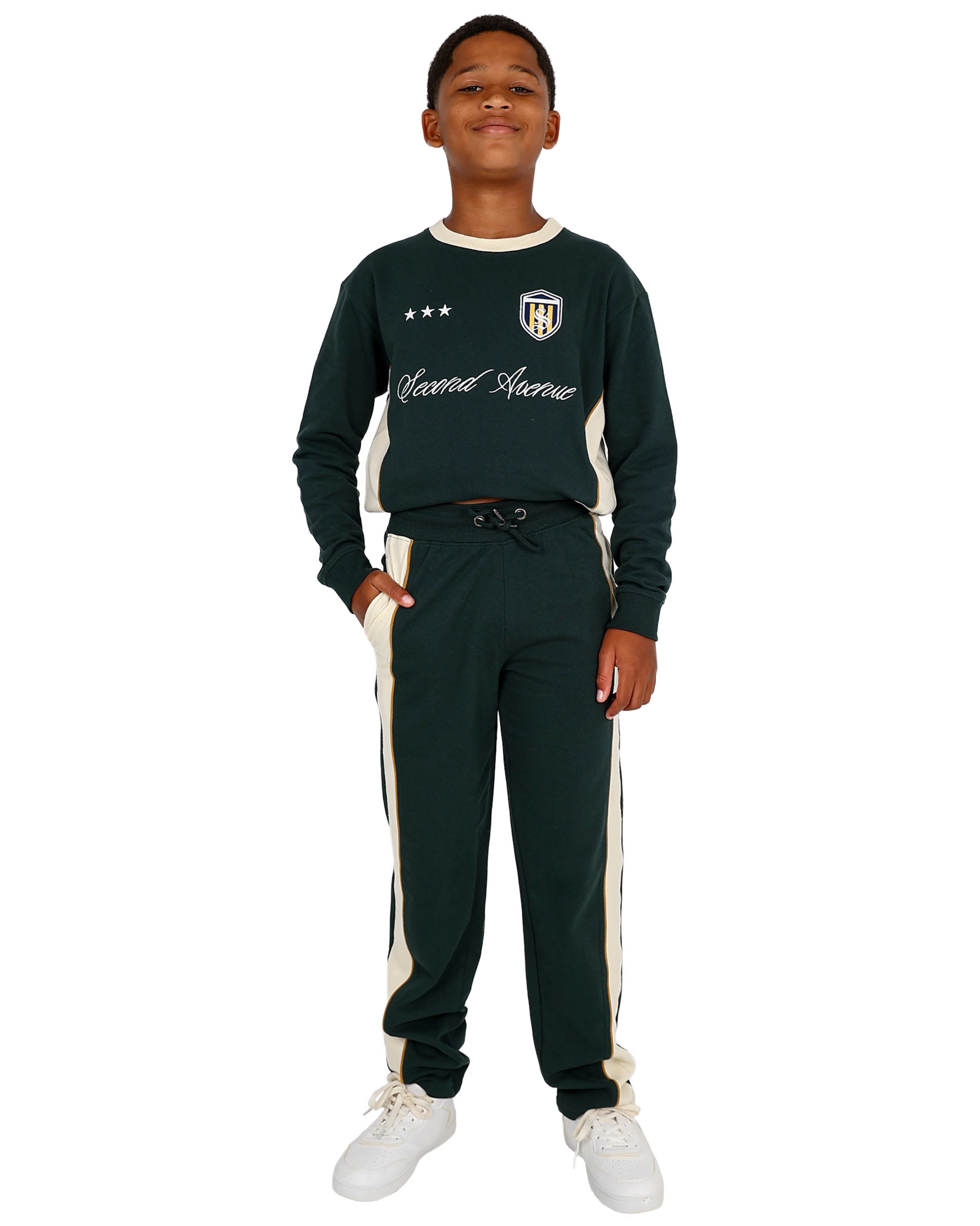 Panel Inset Green Track Pants