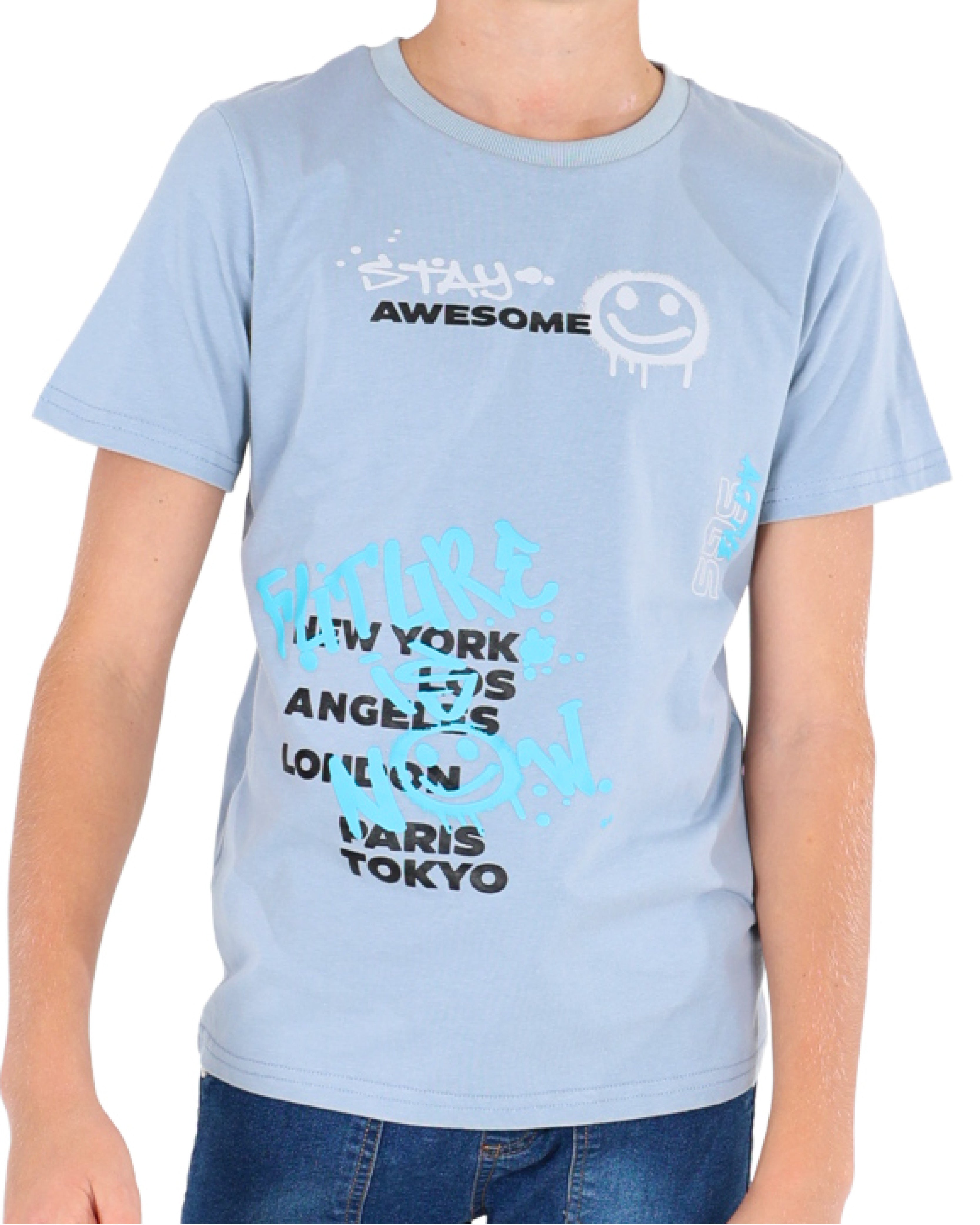 Short Sleeve "Stay Awesome" Graphic Print T-Shirt