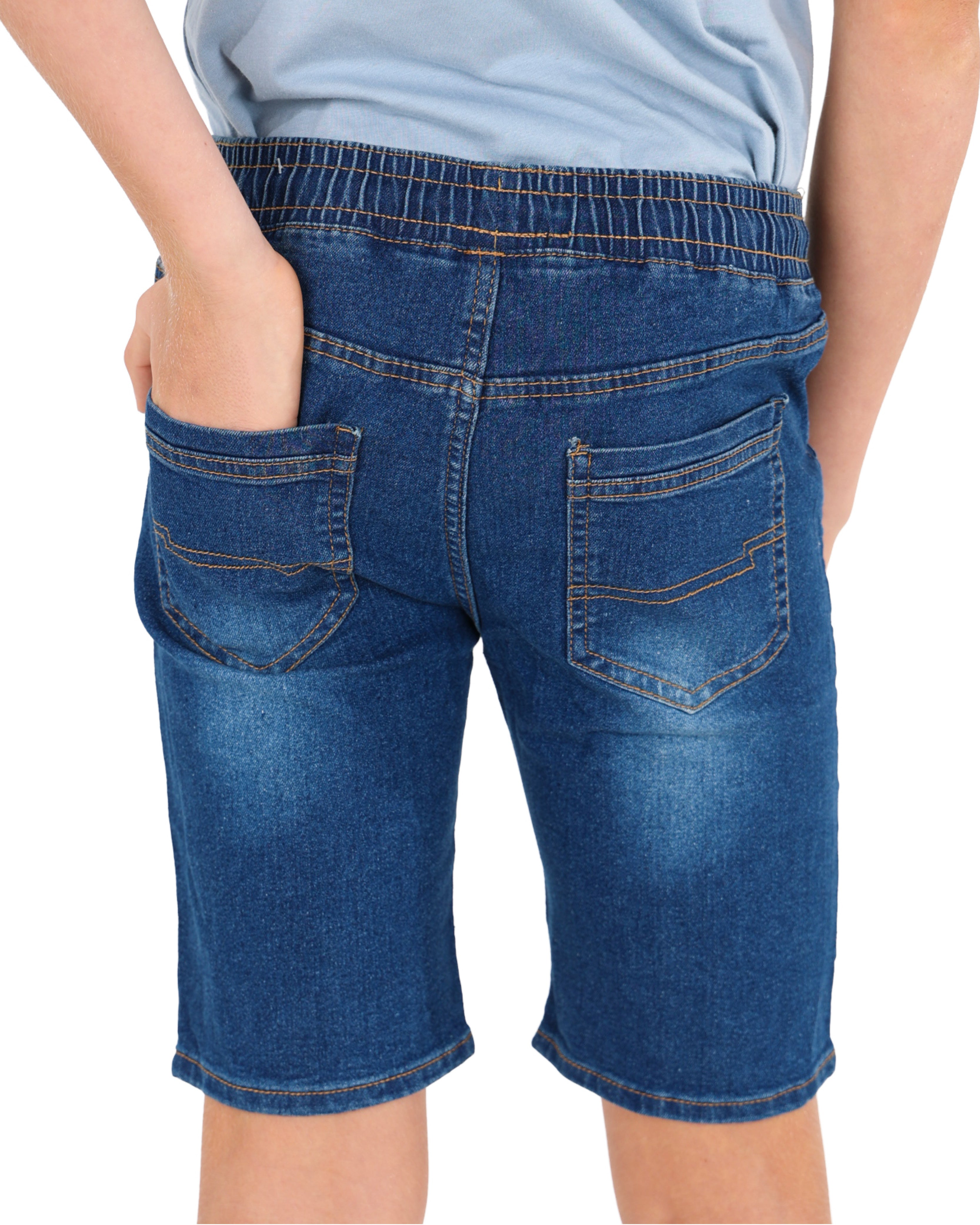 Indigo Elasticated Waist Denim Shorts