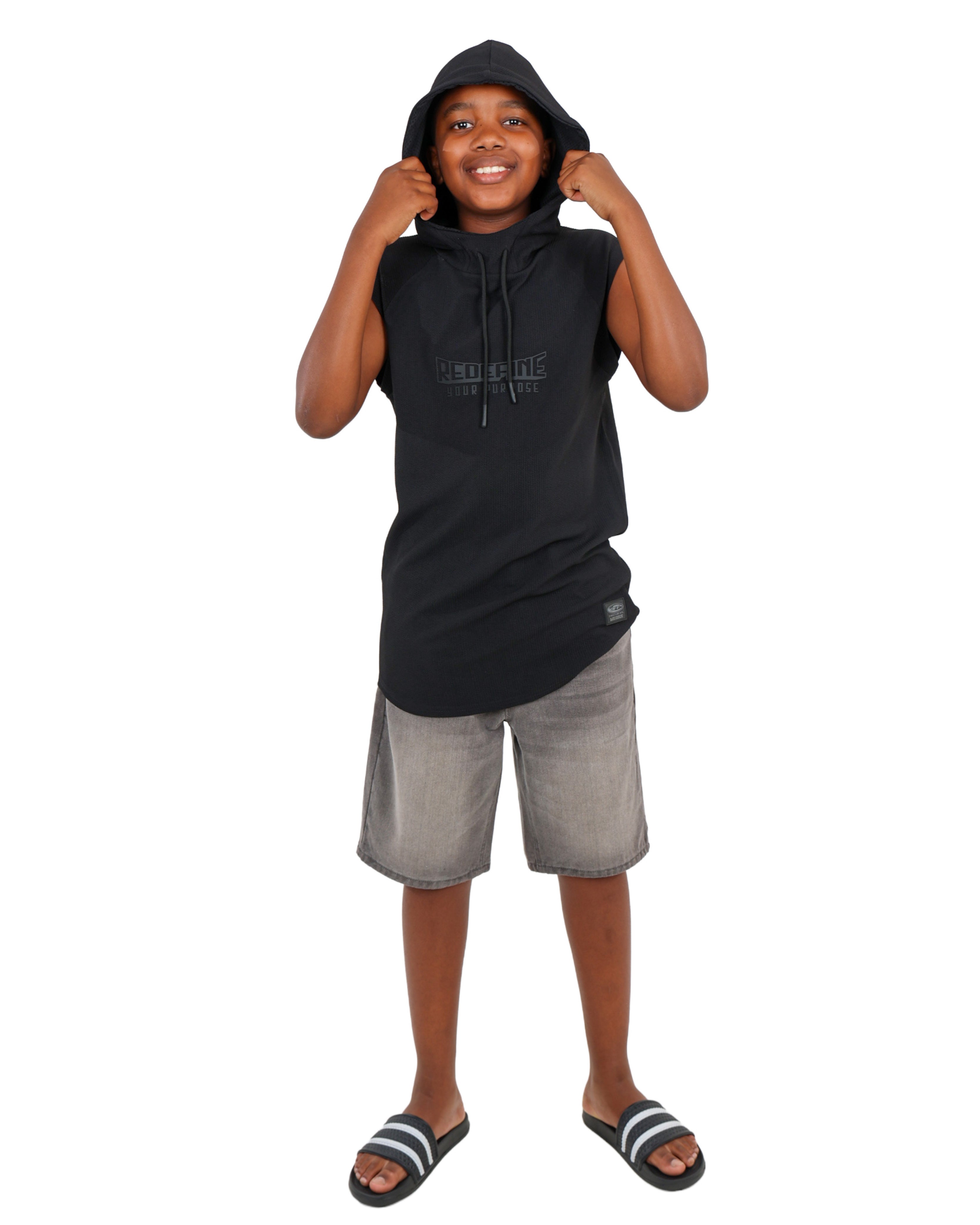 Sleeveless Seersucker Hoodie