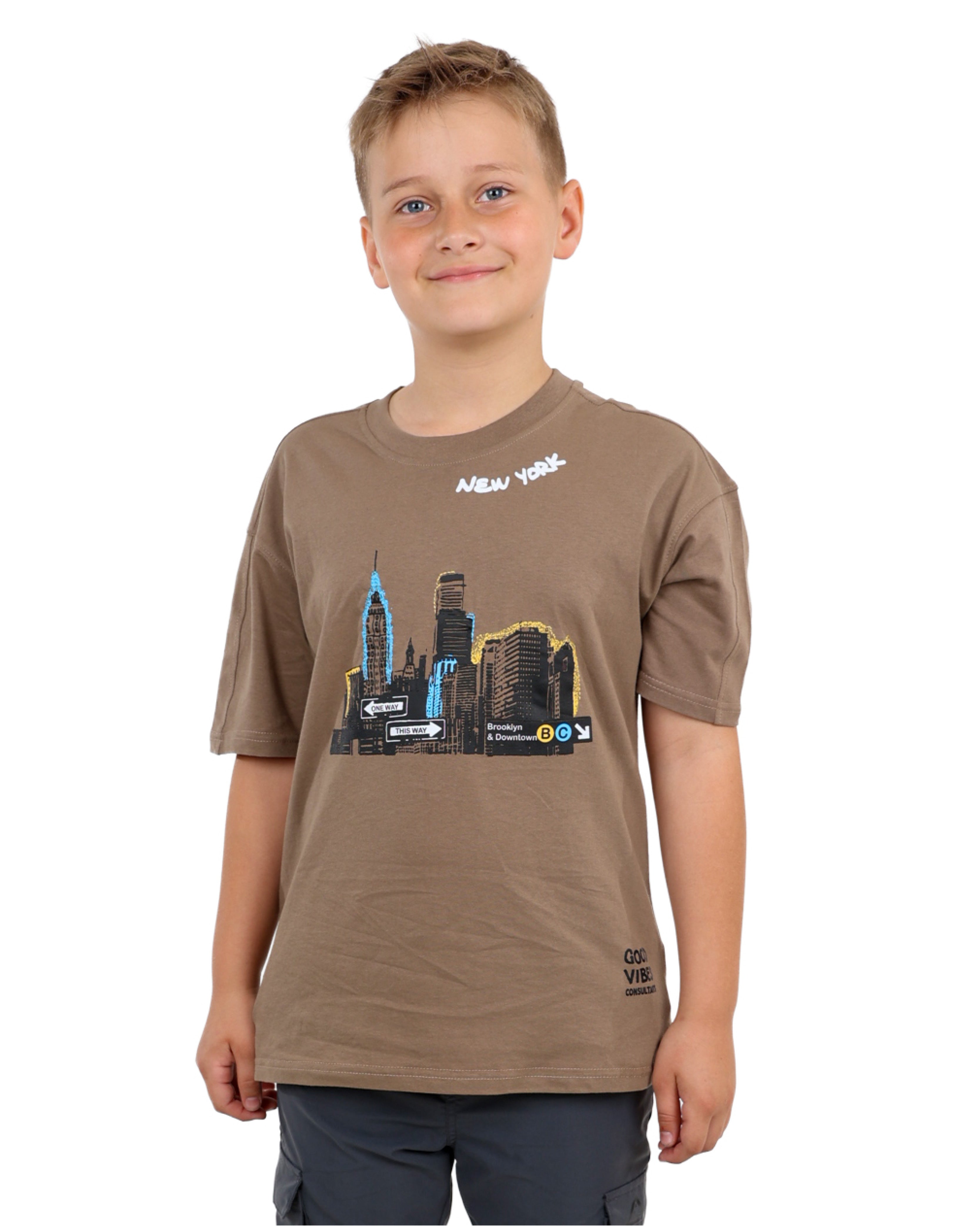New York Skyline Short Sleeve Graphic Print T-Shirt