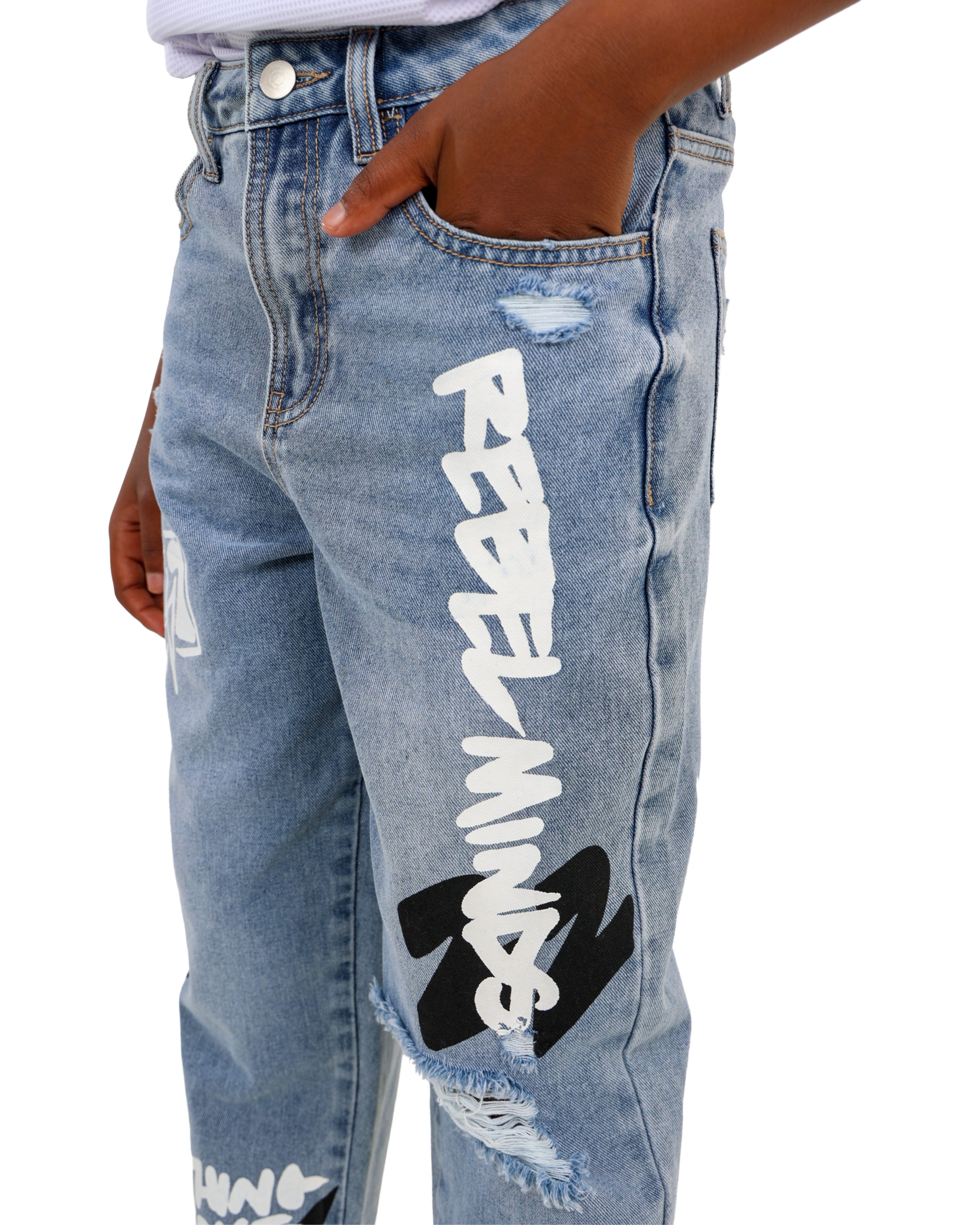 Relaxed Fit Graffiti Print Jeans