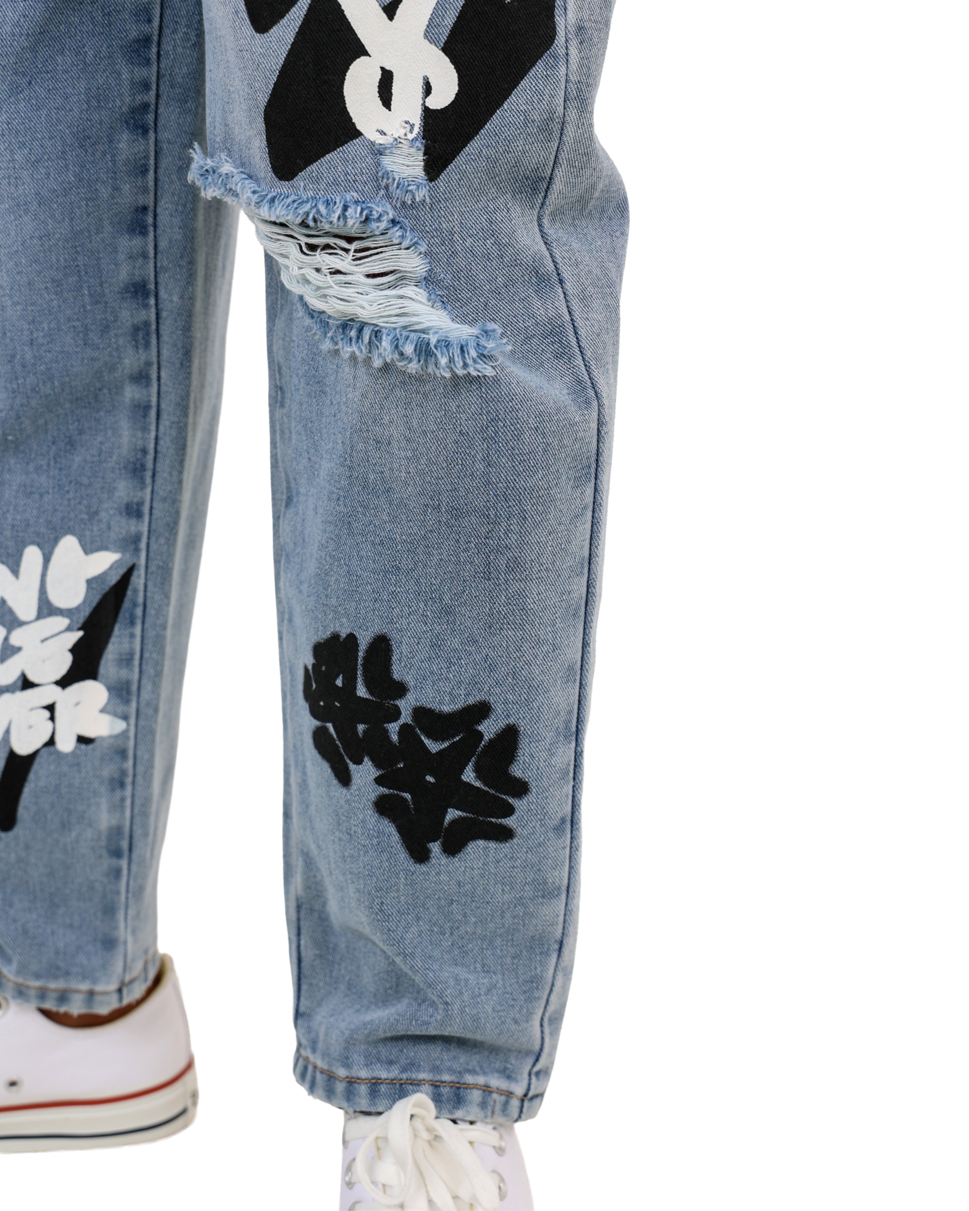 Relaxed Fit Graffiti Print Jeans