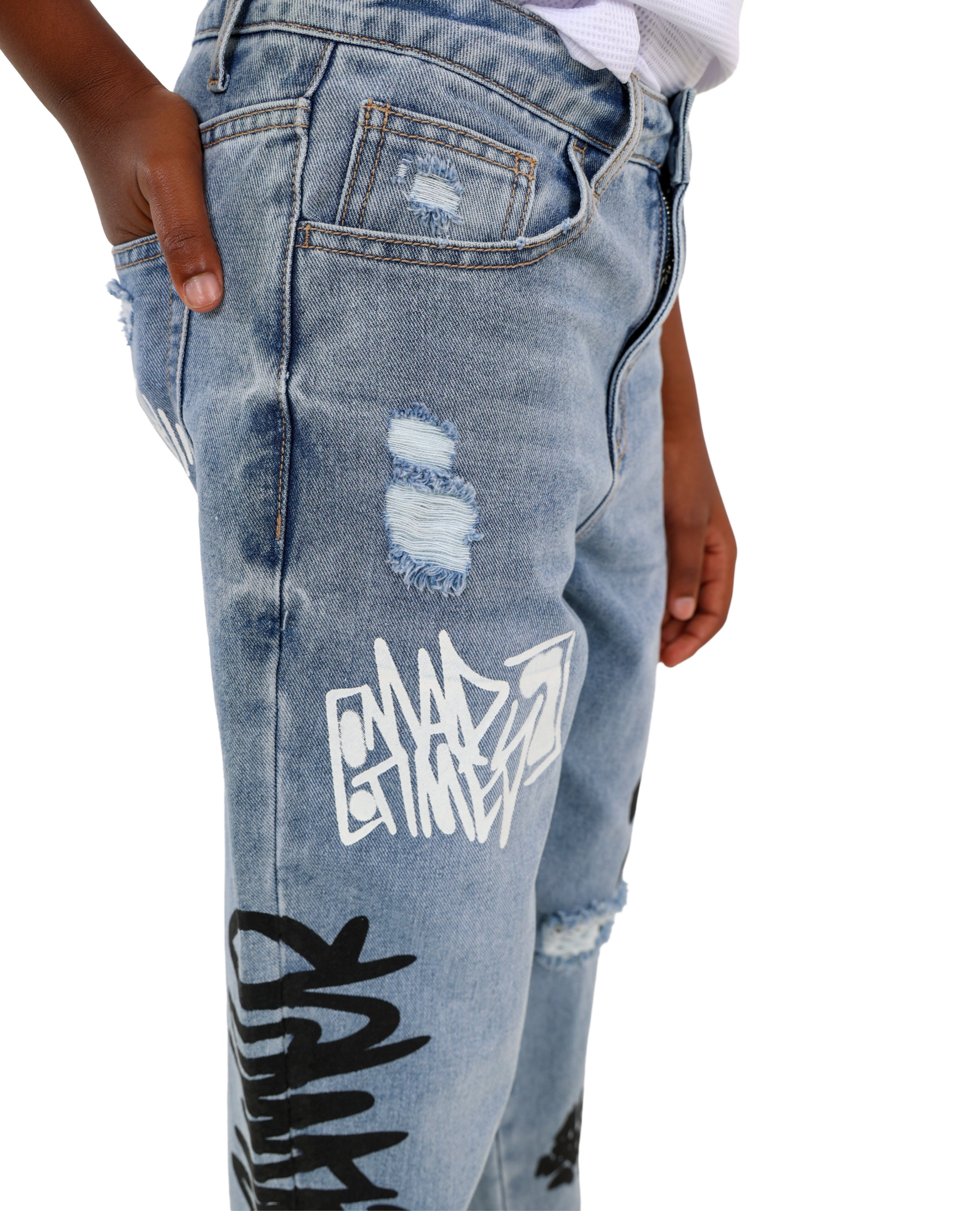 Relaxed Fit Graffiti Print Jeans