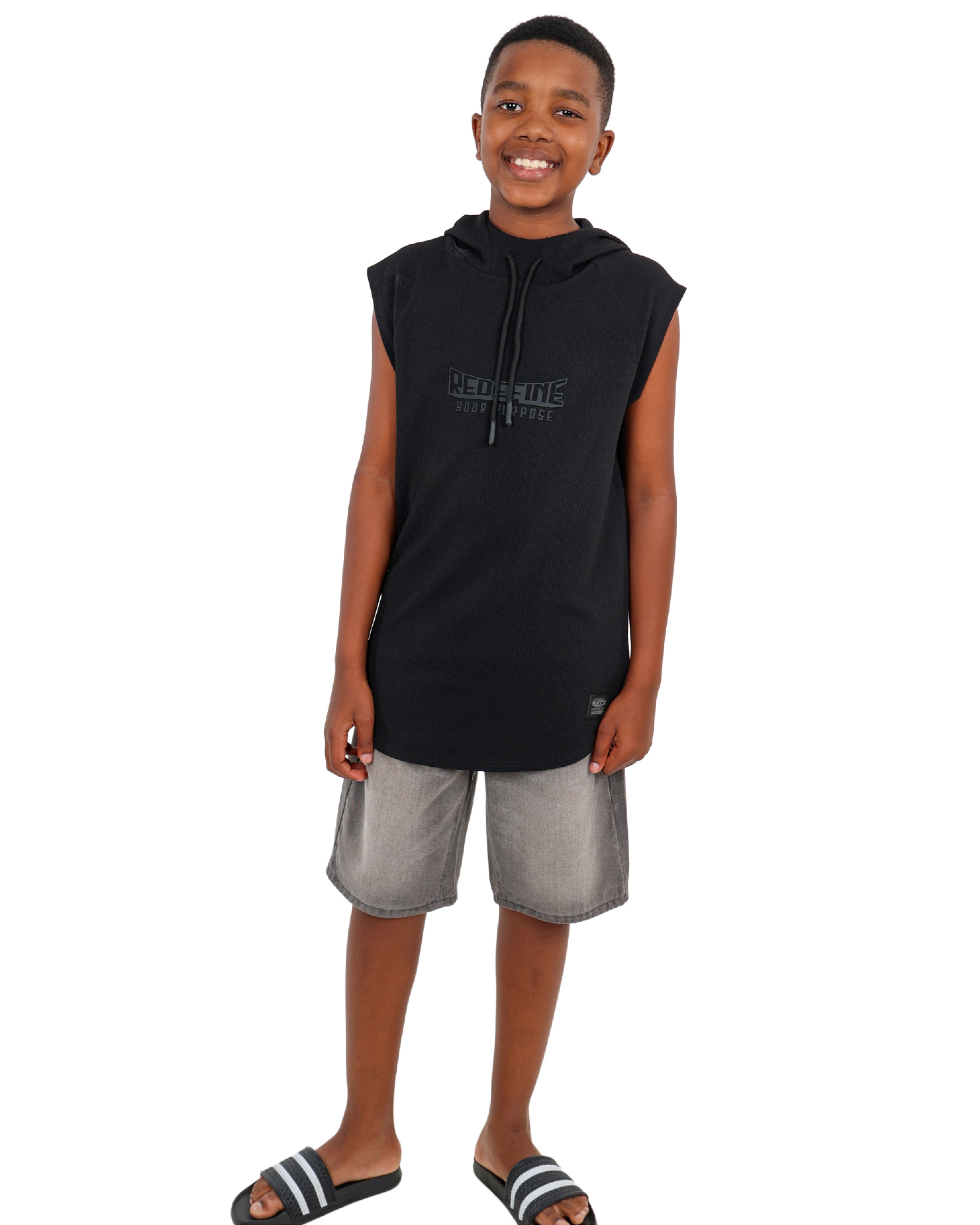 Sleeveless Seersucker Hoodie