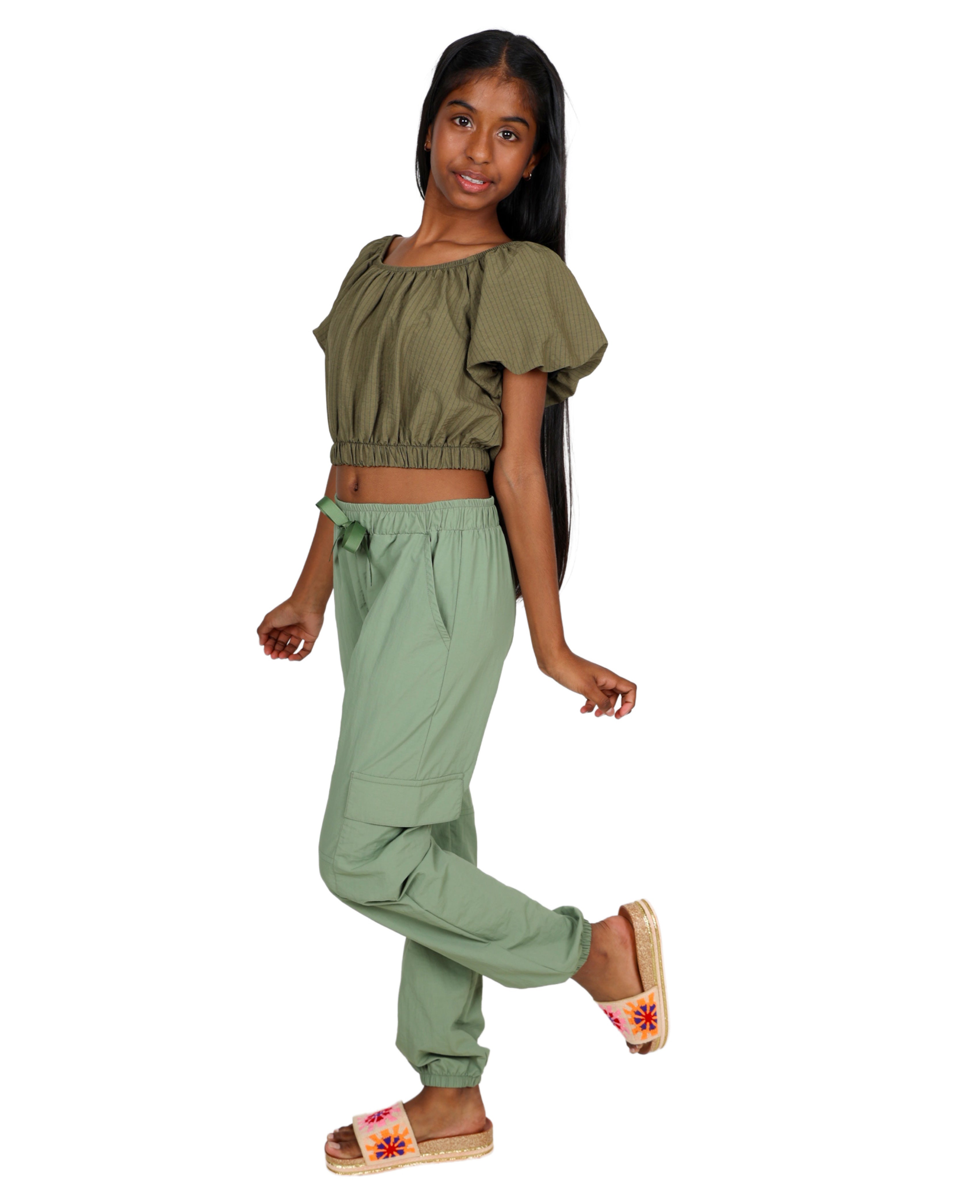Bubble Sleeve Crop Top