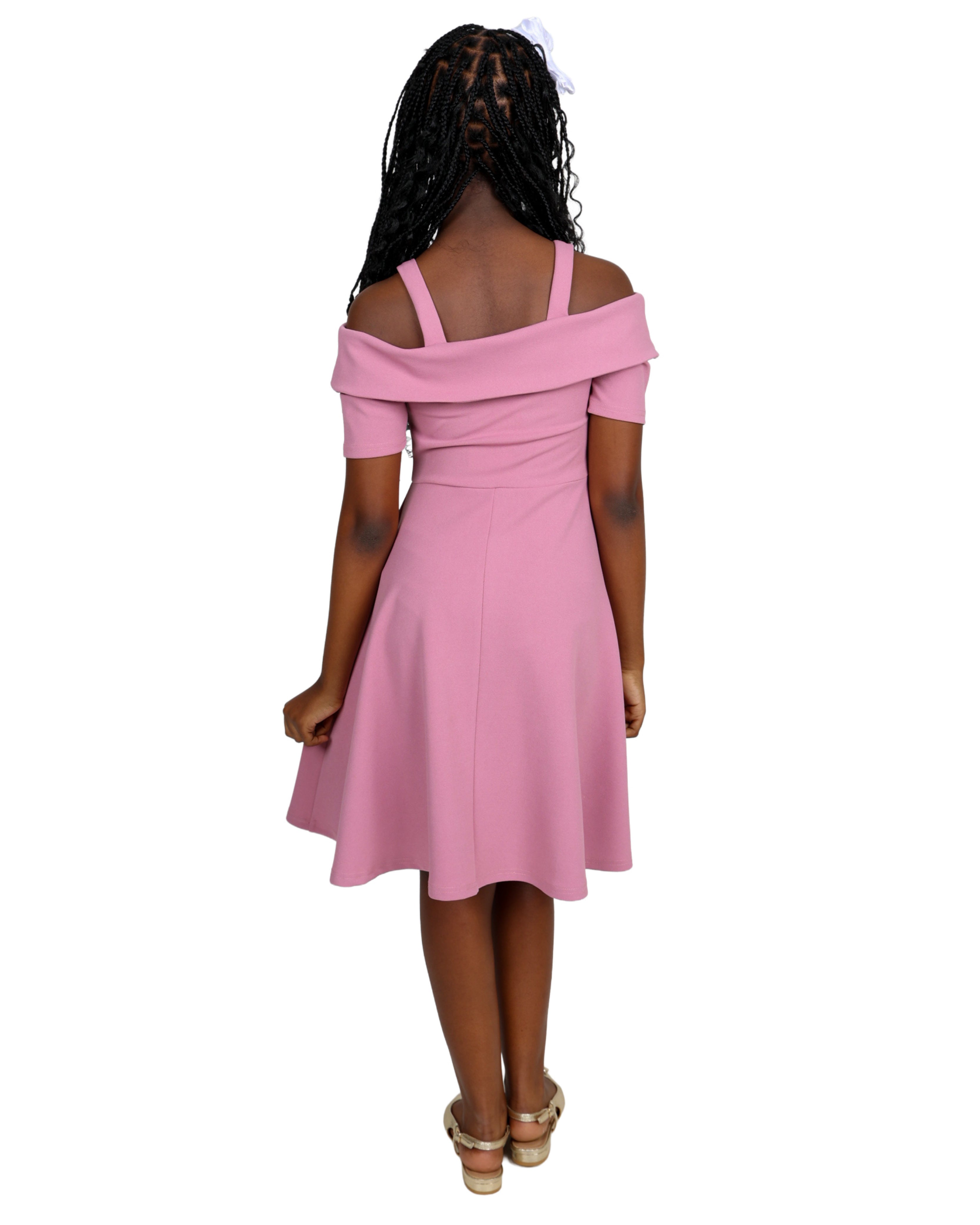 Short Sleeve Cold Shoulder Knee Length Dress