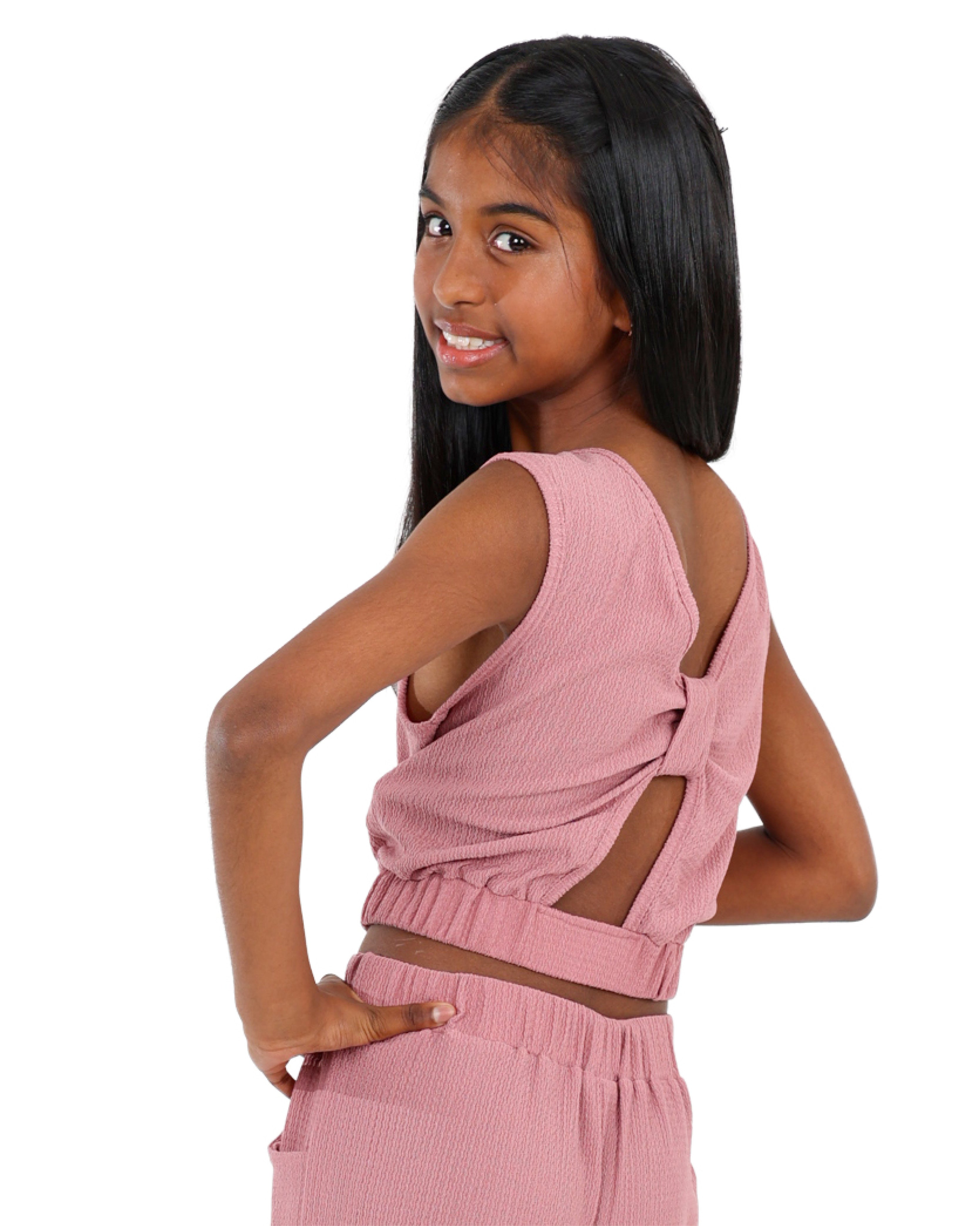 Open Back Bow Detail Sleeveless Crop Top